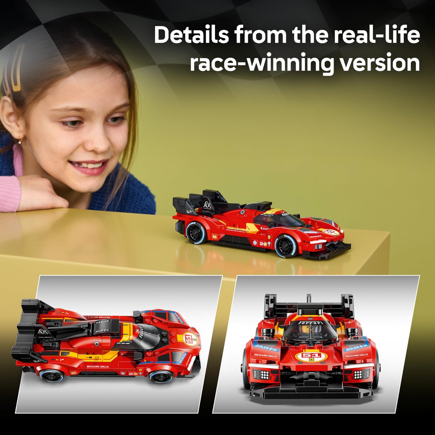 LEGO 77261 Speed Champions Ferrari 499P Race Car Toy - STEM Model Kit w/Collectible Driver Minifigure
