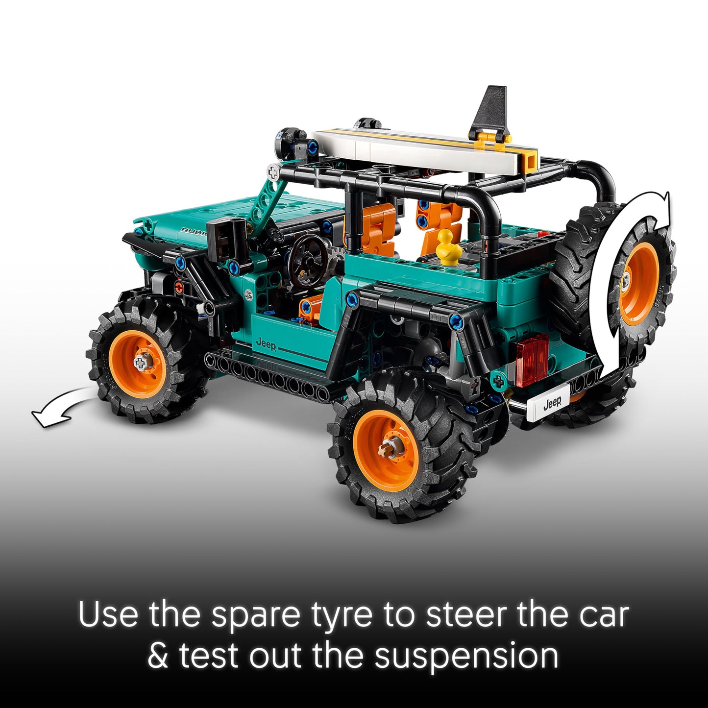 LEGO 42227 Technic Jeep Wrangler Rubicon SUV Car Toy - Off-Road Vehicle Model Kit with V6 Engine, Steering & Suspension