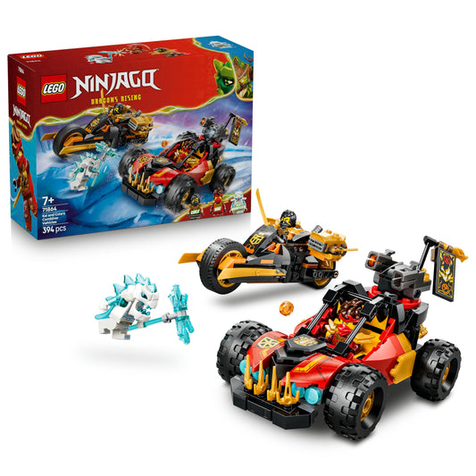 LEGO 71864 Ninjago Kai and Cole's Combiner Vehicles - Ninja Toy Car, Motorbike, 3 Minifigures incl. Kai & Cole w/Katanas