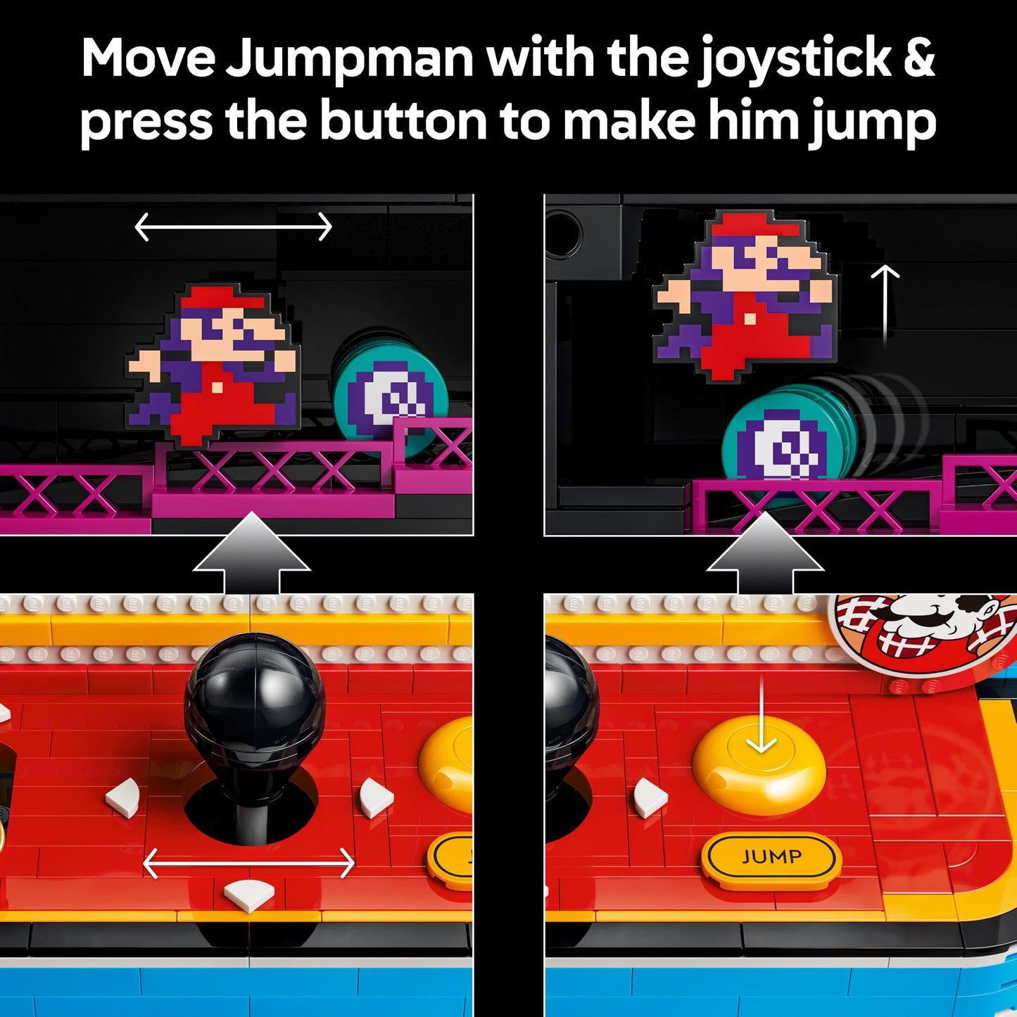 LEGO 72051 Super Mario Donkey Kong Arcade - Interactive 3D Model Kit for Adults incl. Joysticks & Barrels