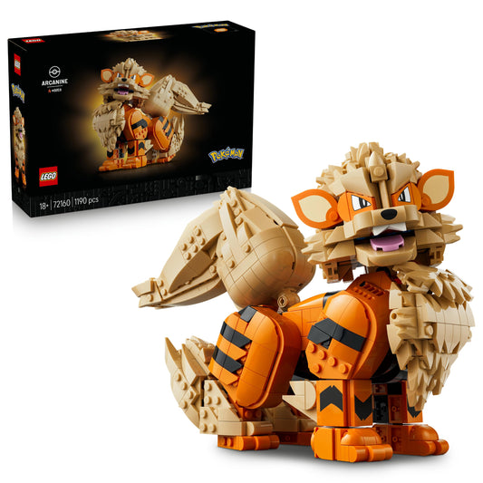 LEGO 72160 Pokémon Arcanine Figure - Building Set for Adults - Anime Model Kit with Posable Tail, Legs & Head