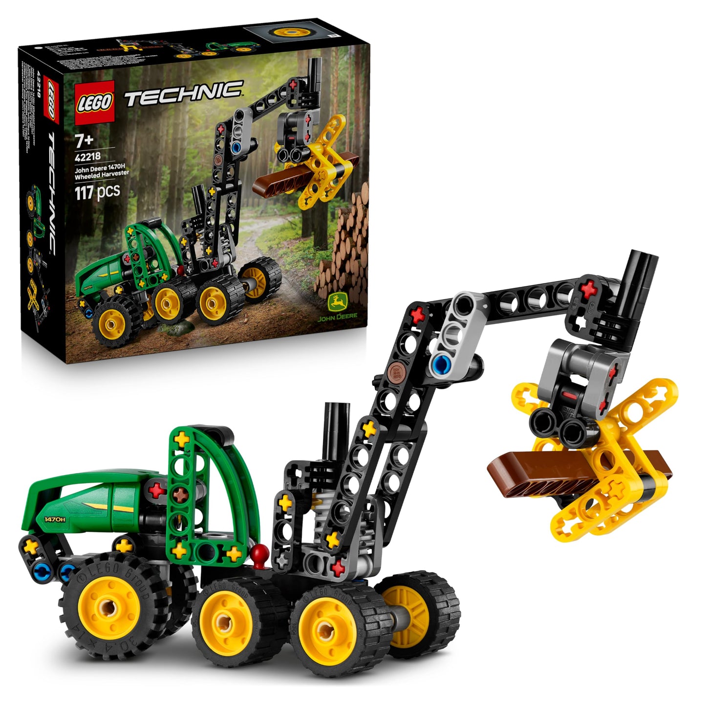 LEGO 42218 Technic John Deere 1470H Wheeled Harvester - Construction Vehicle Toy - STEM Model Kit w/a Rotating Boom & Working Claw