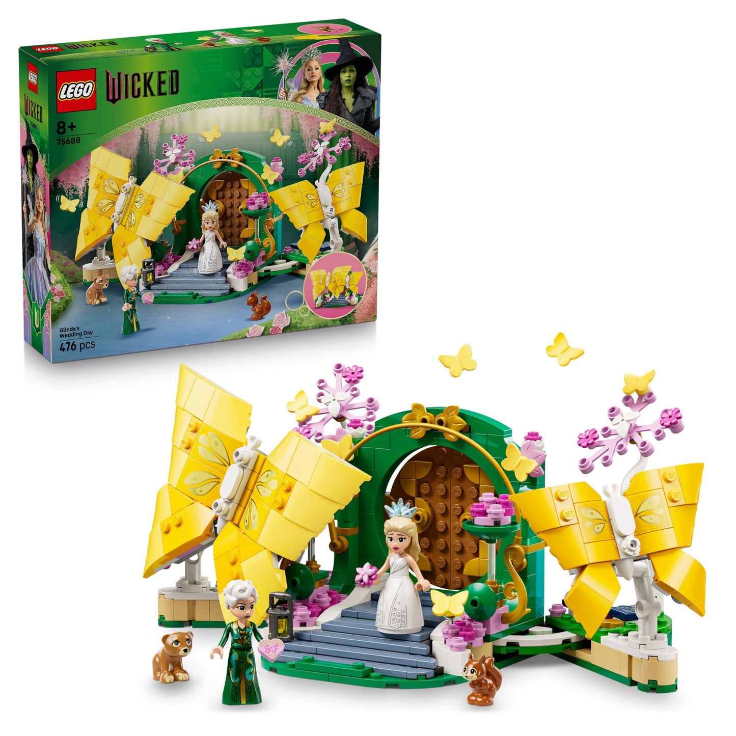 LEGO 75688 Wicked Glinda's Wedding Day with 2 Mini Dolls & 2 Posable Butterfly Figures plus Accessories