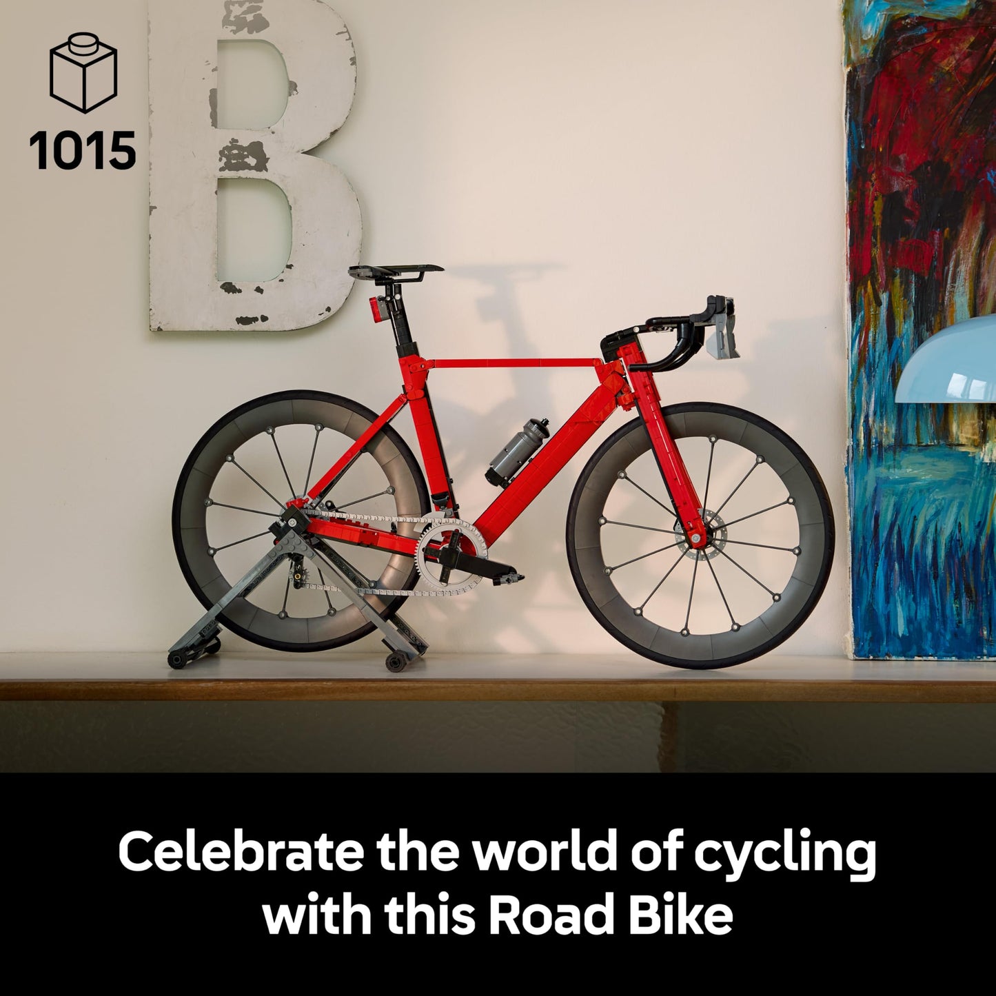 LEGO 11380 Icons Road Bike incl. Rubber Tyres, Derailleurs & Rear-Wheel Stand for Desk Decor