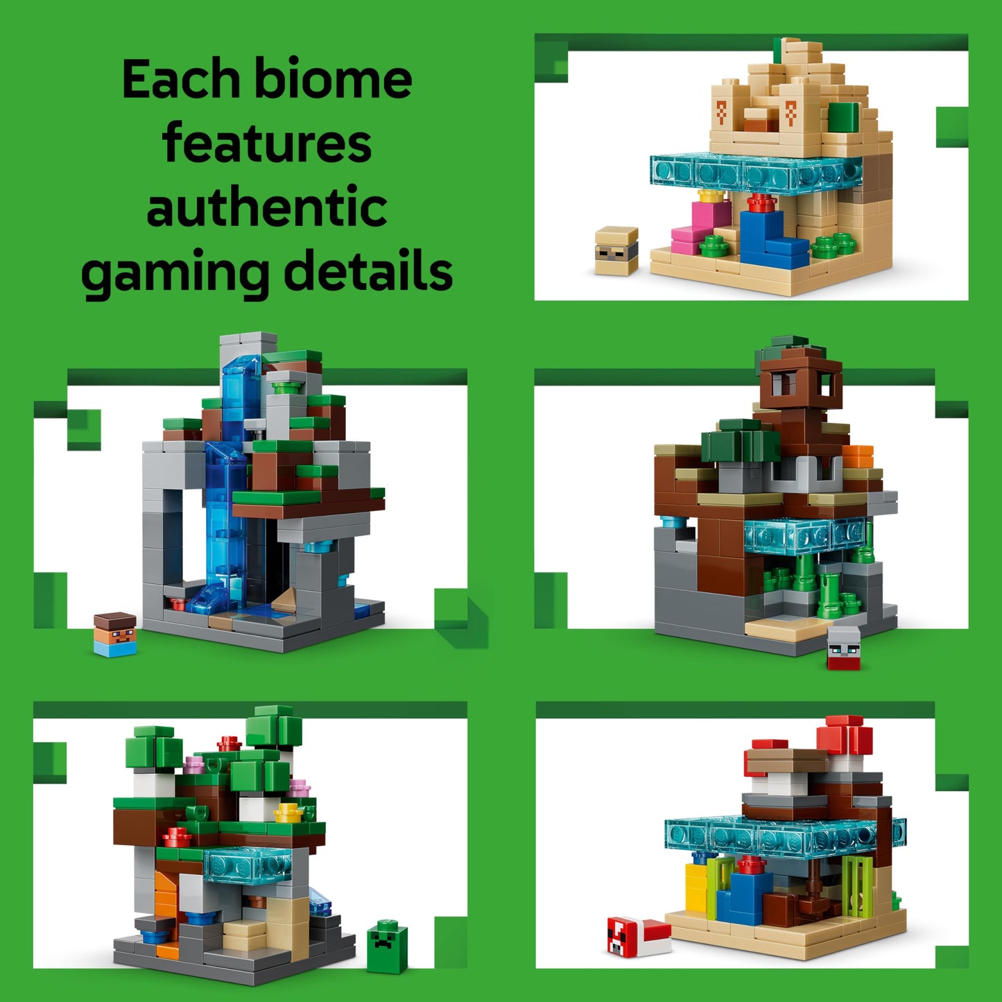 LEGO 21589 Minecraft Mini Biomes Toy - 3D Puzzle w/ 5 Microfigures