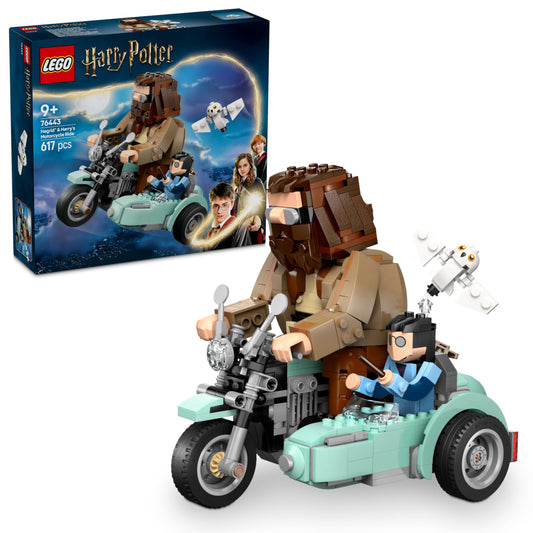 LEGO 76443 Harry Potter Hagrid & Harry’s Motorcycle Ride - Play and Display Motorbike Toy with a Sidecar & Hedwig Owl Figure