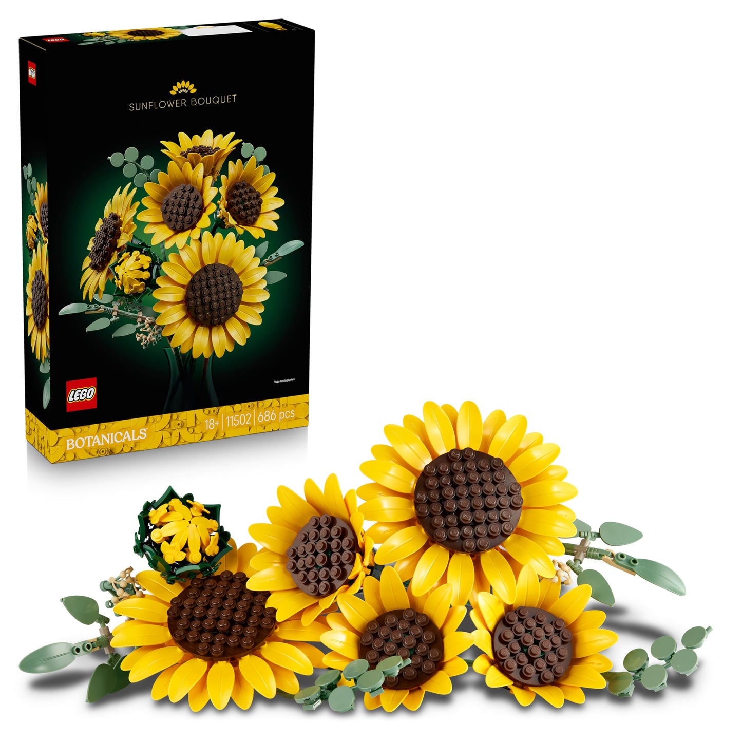 LEGO 11502 Botanicals Sunflower Bouquet - Artificial Flowers Set for Adults - Faux Sunflowers & Eucalyptus Stems