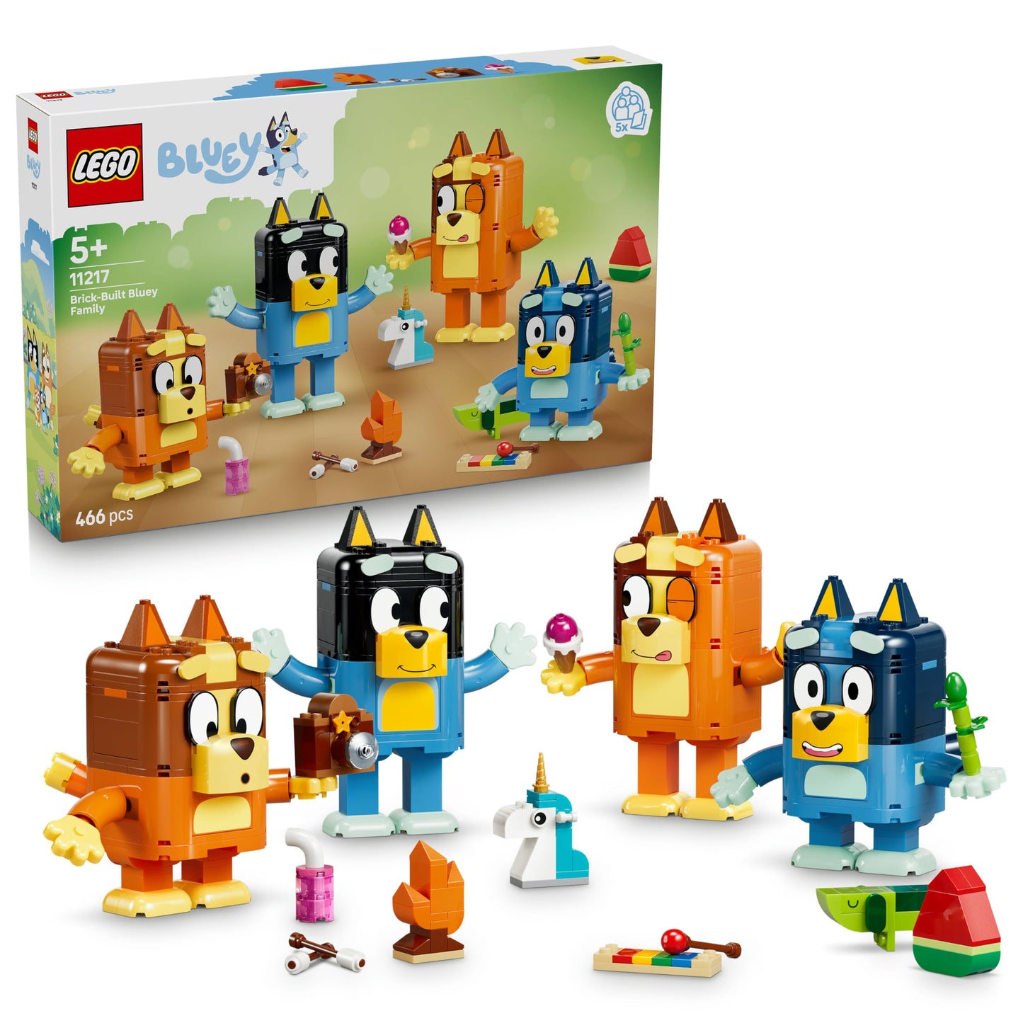 LEGO 11217 Bluey Brick-Built Bluey Family incl. 4 Figures w/Changing Expressions & Accessories