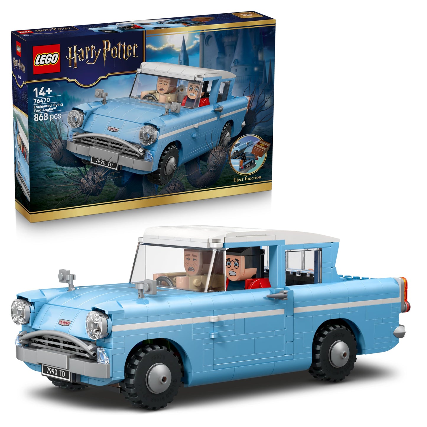 LEGO 76470 Harry Potter Enchanted Flying Ford Anglia - Car Model Kit with Harry, Ron & Hedwig Figures