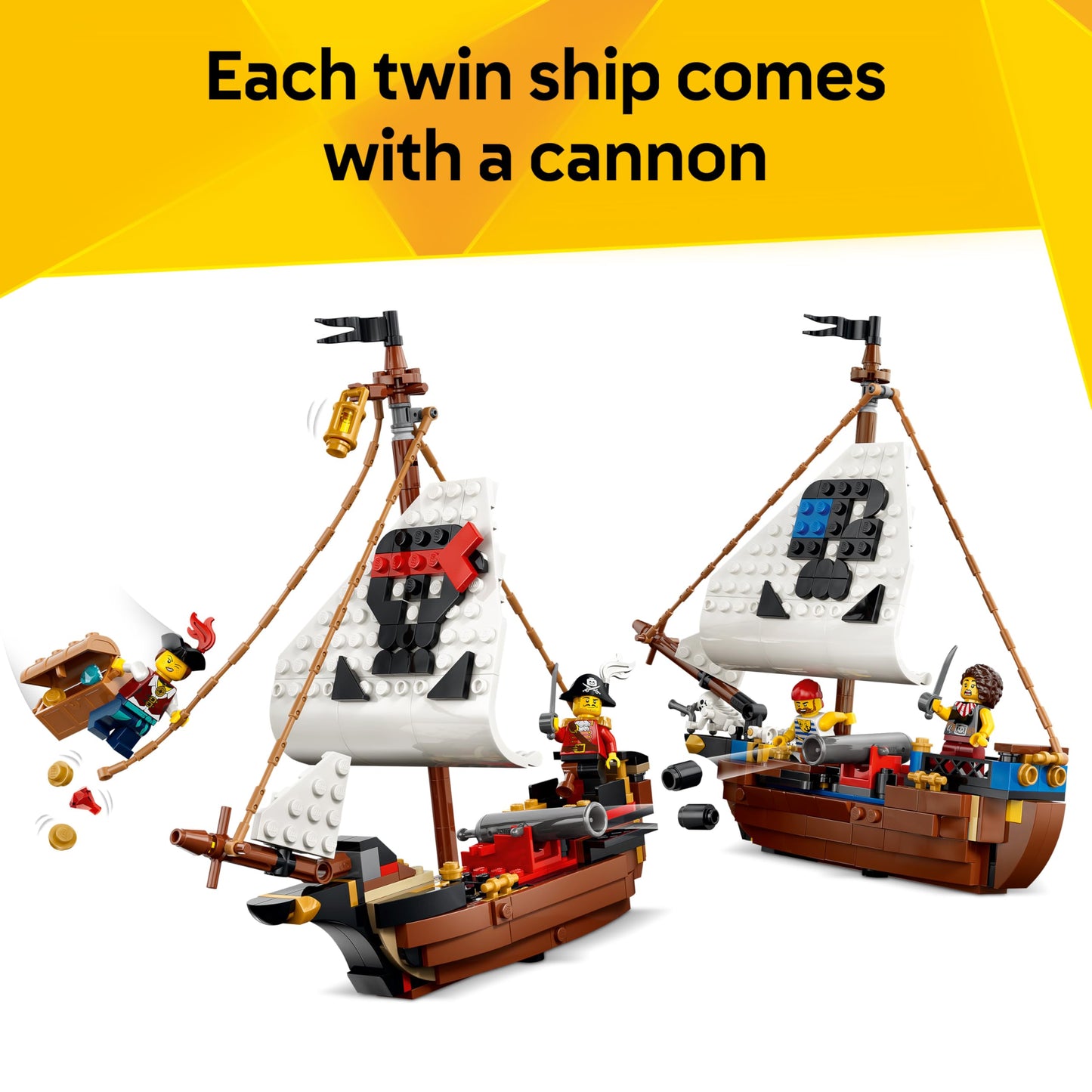 LEGO 31387 Creator 3 in 1 Iconic Pirate Ship Toy - Transforms into a Castle or 2 Twin Boats