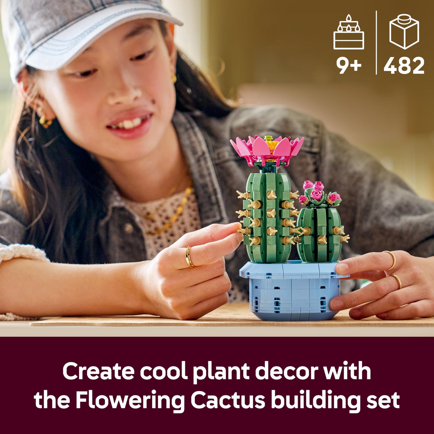 LEGO 11509 Botanicals Flowering Cactus - Artificial Potted Plant Set with 2 Cacti & Faux Flowers