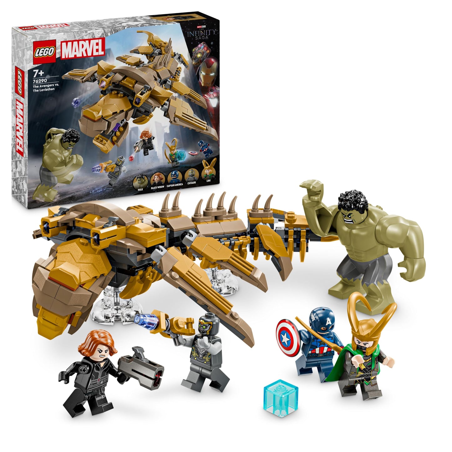 LEGO 76290 Marvel The Avengers vs. The Leviathan with Hulk Figure plus Captain America, Loki, Black Widow and Chitauri Minifigures