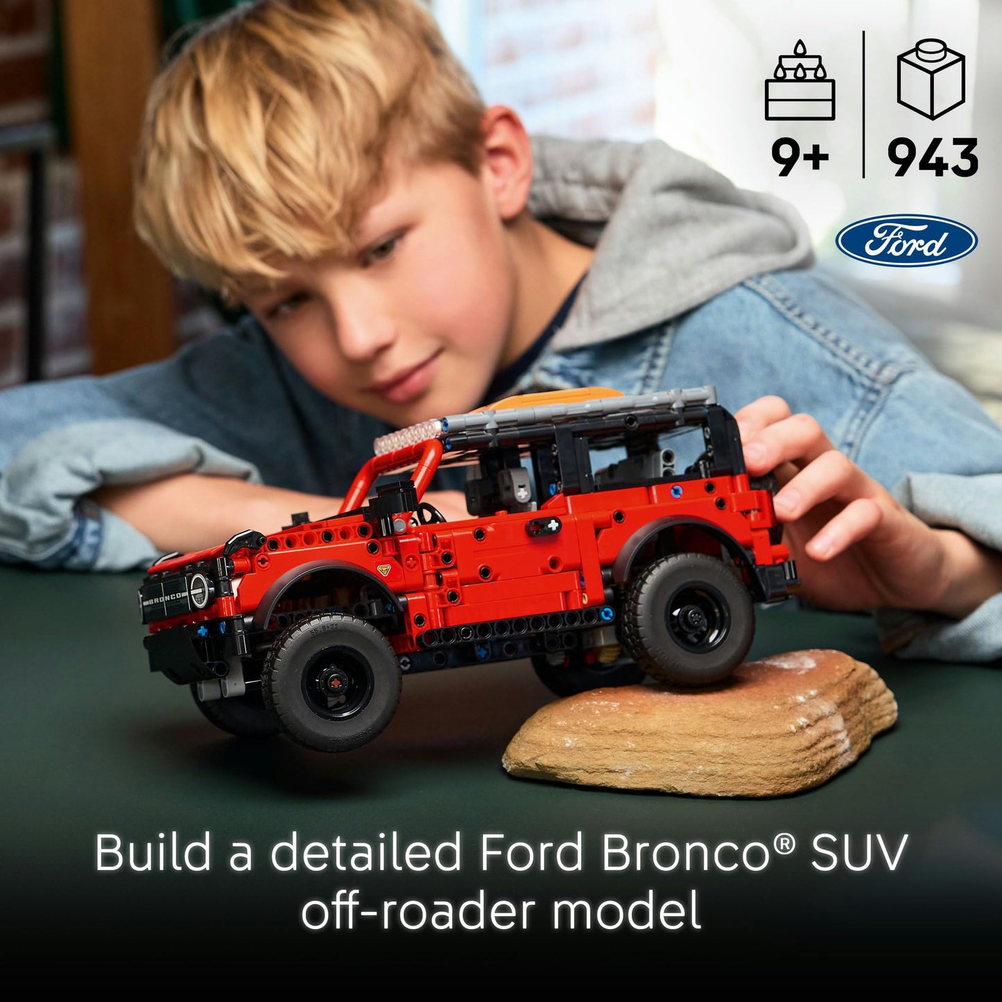 LEGO 42213 Technic Ford Bronco SUV Off Road Car Toy - Model Kit with Opening Doors, V6 Engine, Suspension & Steering