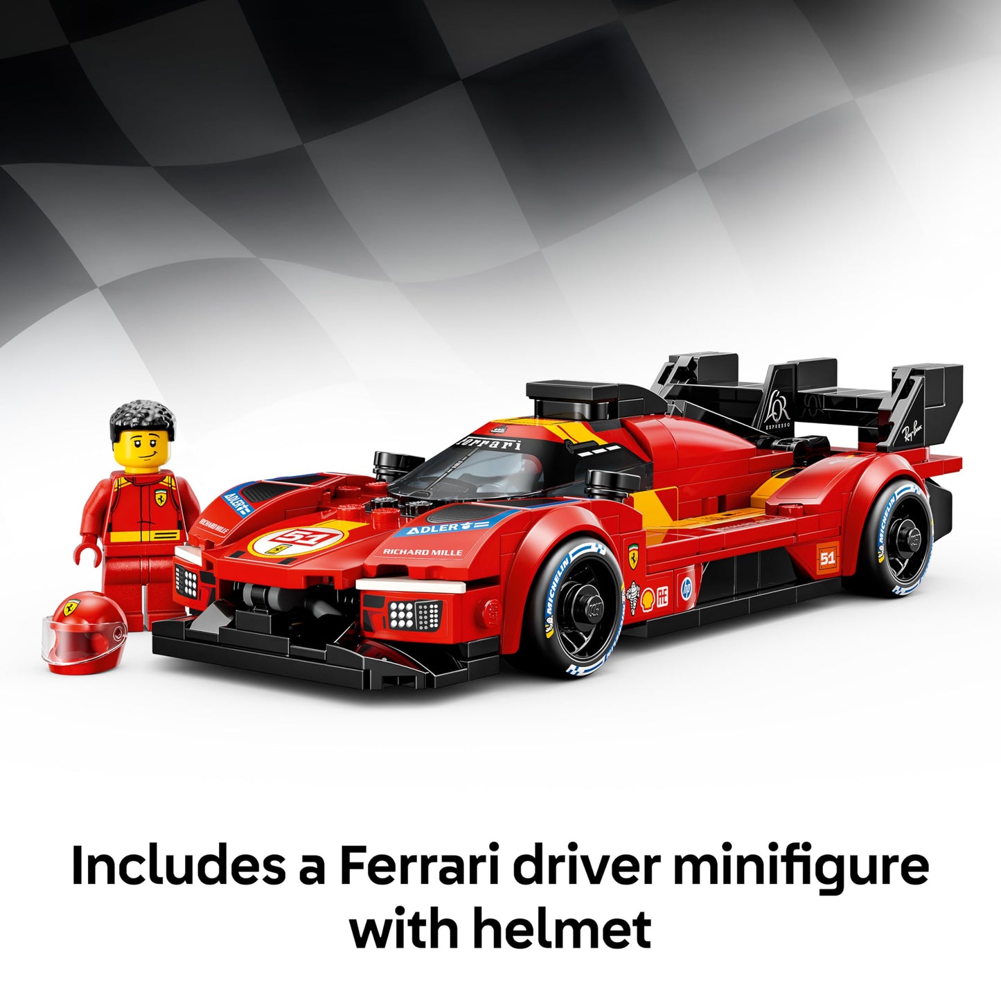 LEGO 77261 Speed Champions Ferrari 499P Race Car Toy - STEM Model Kit w/Collectible Driver Minifigure