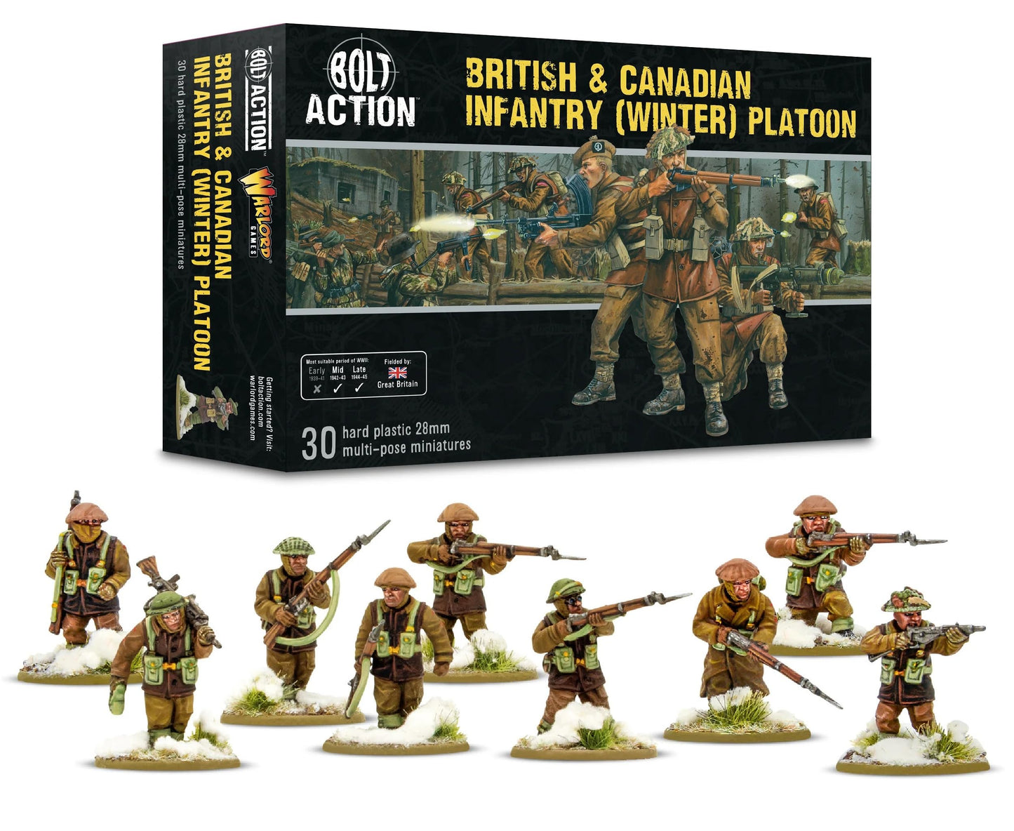Bolt Action : British & Canadian Infantry (Winter) Platoon - 28mm Scale - Warlord Games