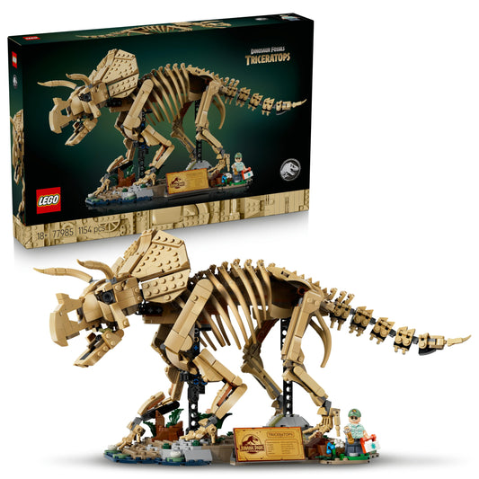 LEGO 77985 Jurassic World Dinosaur Fossils: Triceratops - Display Model Kit for Adults w/Dr. Gerry Harding Minifigure