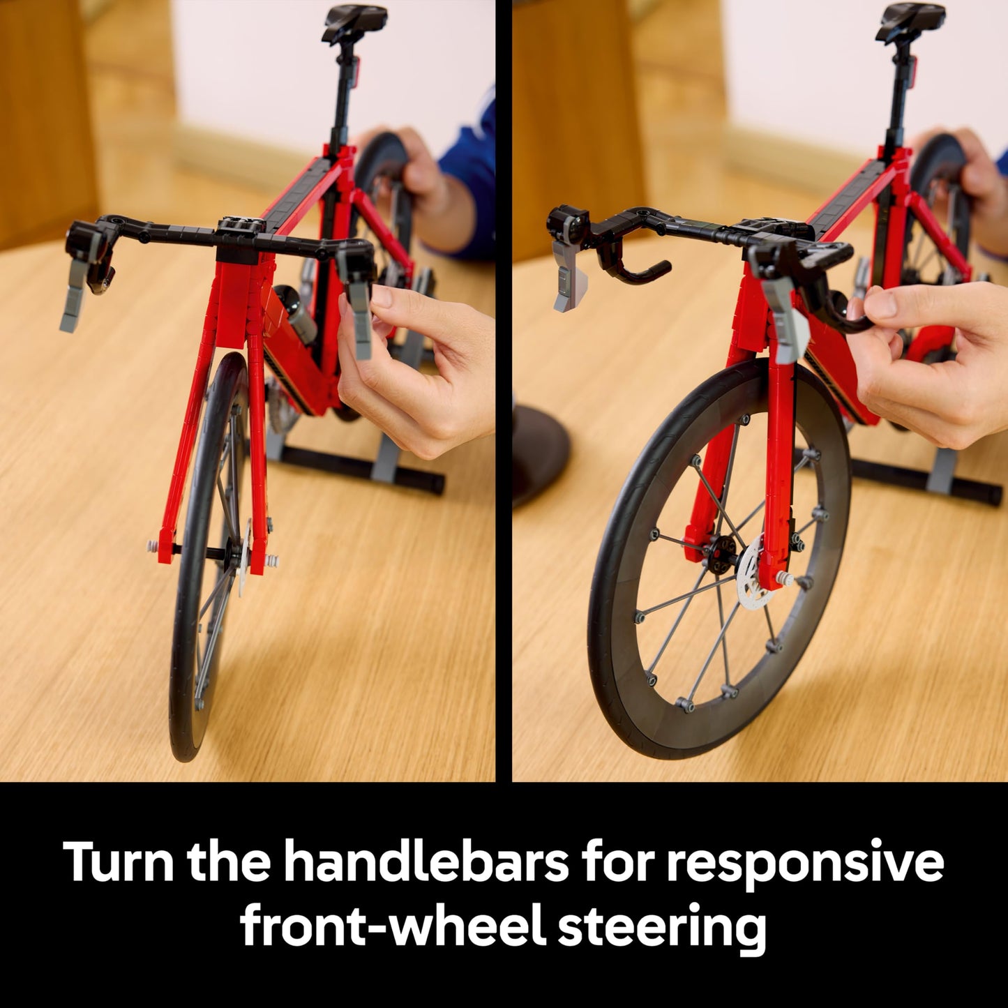 LEGO 11380 Icons Road Bike incl. Rubber Tyres, Derailleurs & Rear-Wheel Stand for Desk Decor