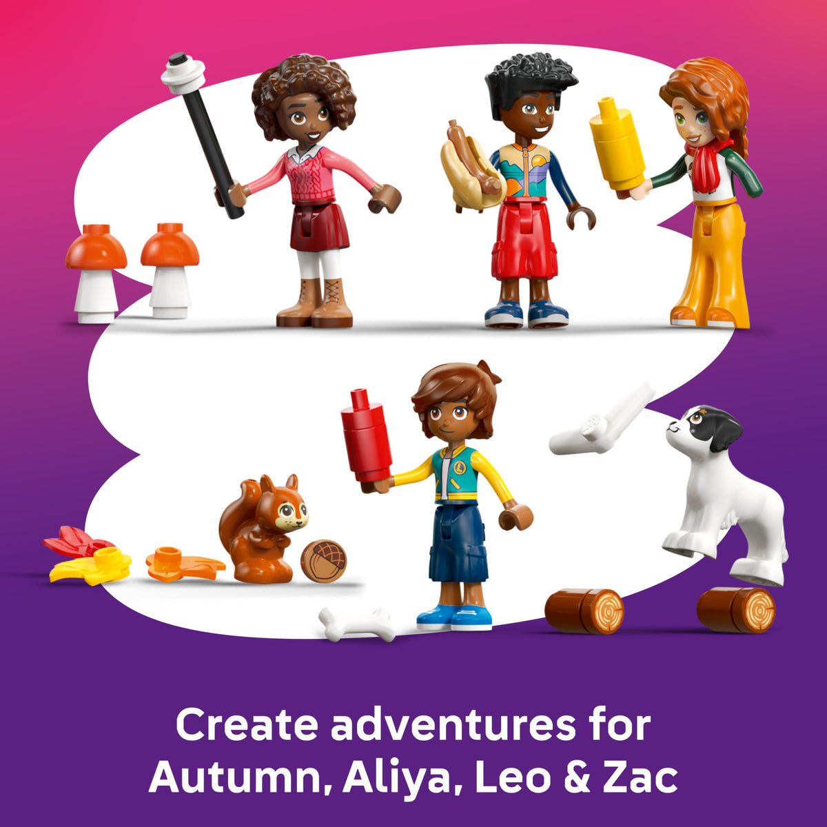 LEGO 42705 Friends Cosy Autumn Forest Cabin with 4 Mini Dolls, 2 Pet Animal Figures & Accessories