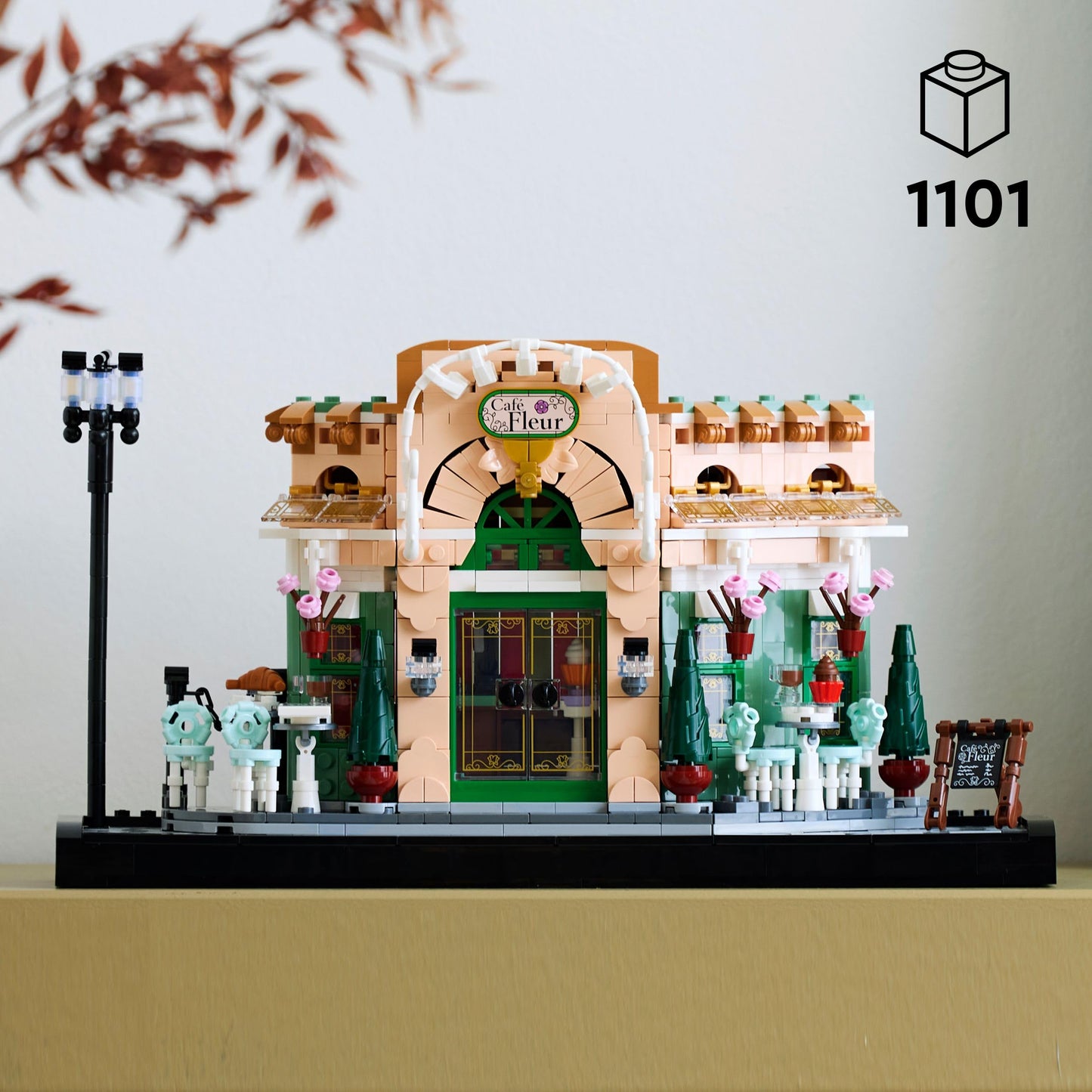 LEGO 10362 Icons French Café - incl. a Picturesque Facade, Hanging Flowerpots & Ornate Seating - Model Kit for Home or Office Desk Decor
