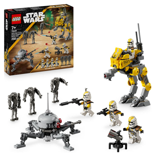 LEGO Star Wars 75431 327th Star Corps Clone Troopers Battle Pack - Collectible Toy incl. 4 Minifigures, 3 Battle Droid Figures & an AT-RT