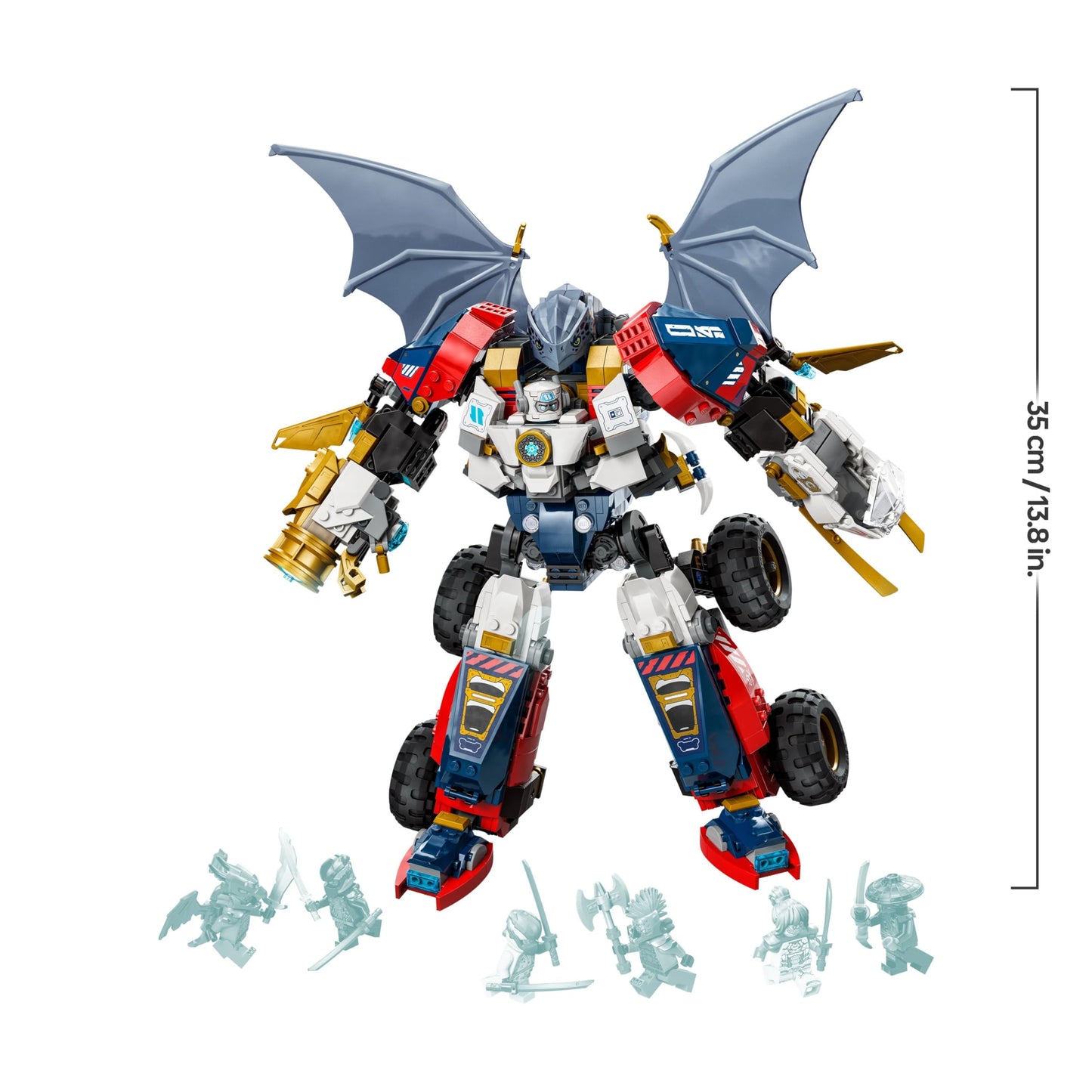 LEGO 71834 NINJAGO 4in1 Zane’s Ultra Combiner Mech Toy - Rebuilds into a Jet, Car Model, Dragon & Ninja Figure - Incl. 6 Minifigures