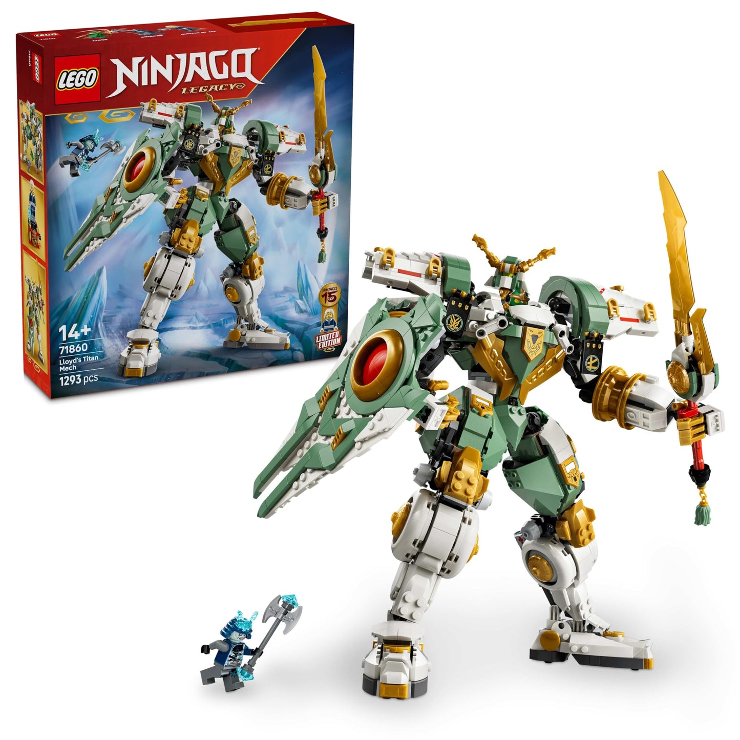 LEGO 71860 NINJAGO Lloyd's Titan Mech 15th Anniversary - Ninja with Collectible Minifigure, Shield & Sword