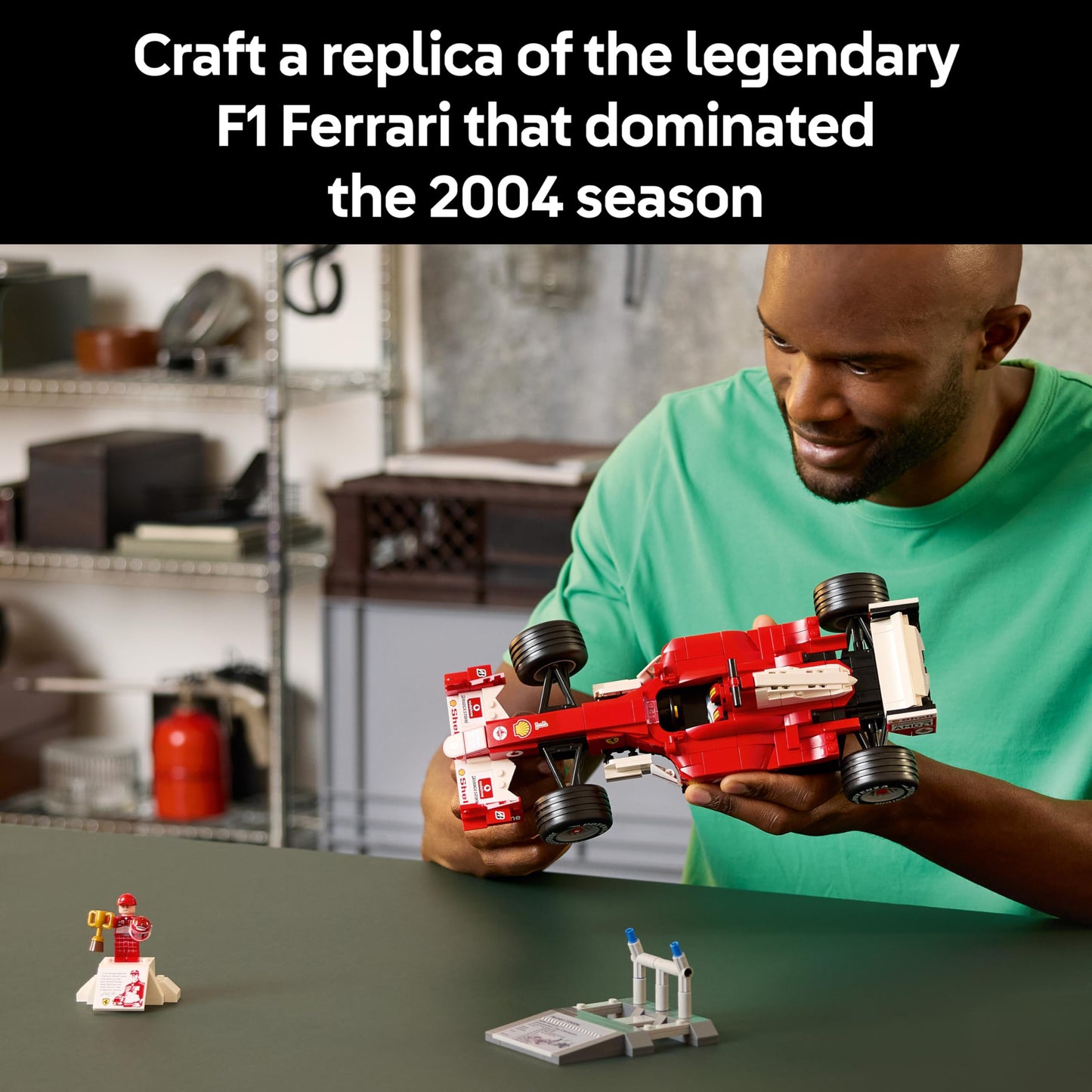 LEGO 11375 Icons Ferrari F2004 & Michael Schumacher - F1 Car Model Kit for Adults - Display Set w/ V10 Engine & Collectible Driver Minifigure