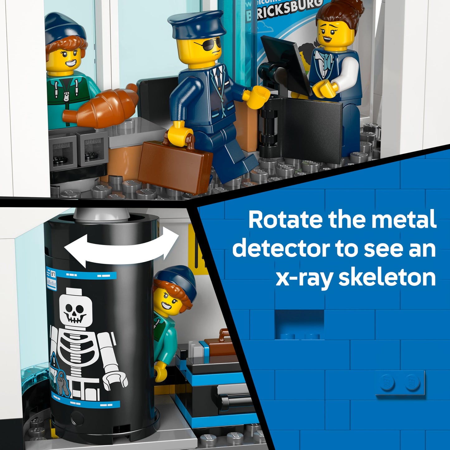 LEGO 60502 City Airport with Airplane Toy - Miniature Model Kit with Terminal, Plane, Tug Car, Bridge, 9 Minifigures & Accessories