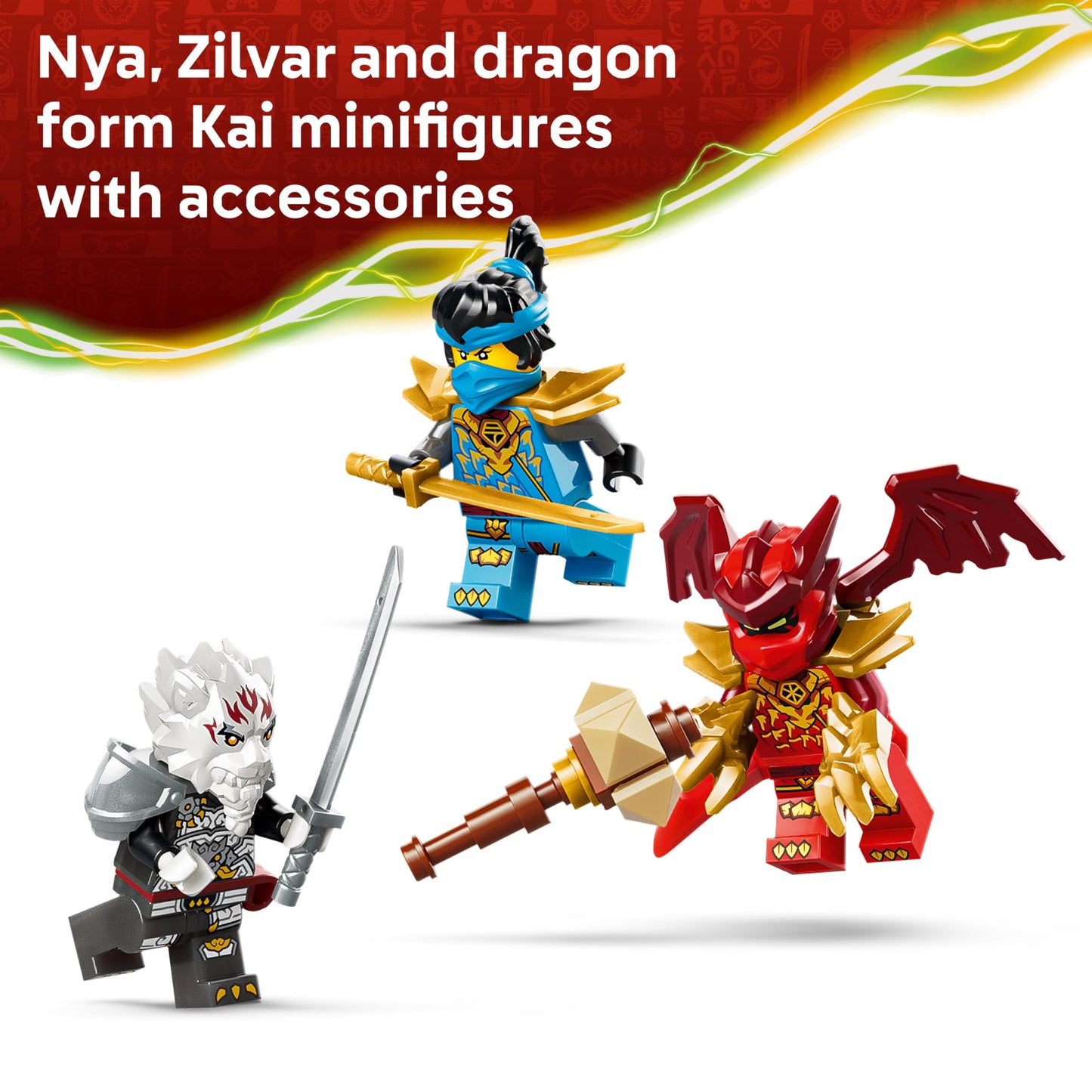LEGO 71863 NINJAGO Zilvar and Grimtak the Dragon Beast - Ninja Toy w/Action Figure, 3 Minifigures incl. Kai & Nya