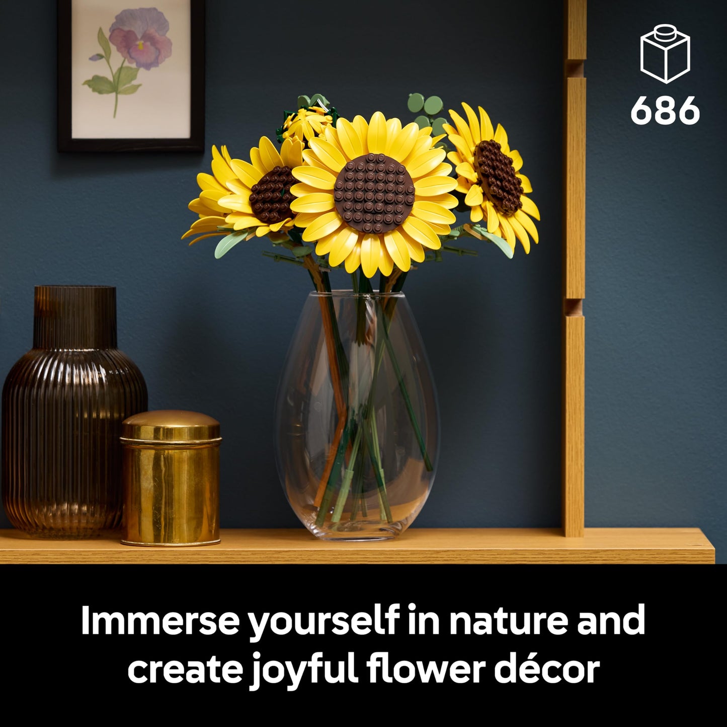 LEGO 11502 Botanicals Sunflower Bouquet - Artificial Flowers Set for Adults - Faux Sunflowers & Eucalyptus Stems