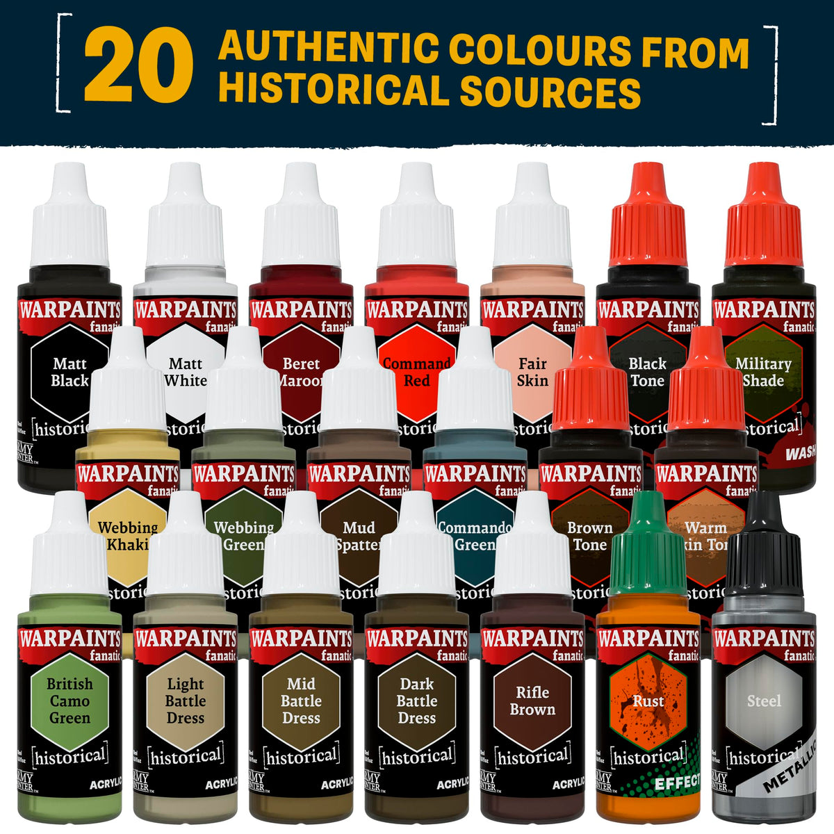 Historical : WWII British Paint Set - 20x18ml Acrylic Paints - The Army Painter