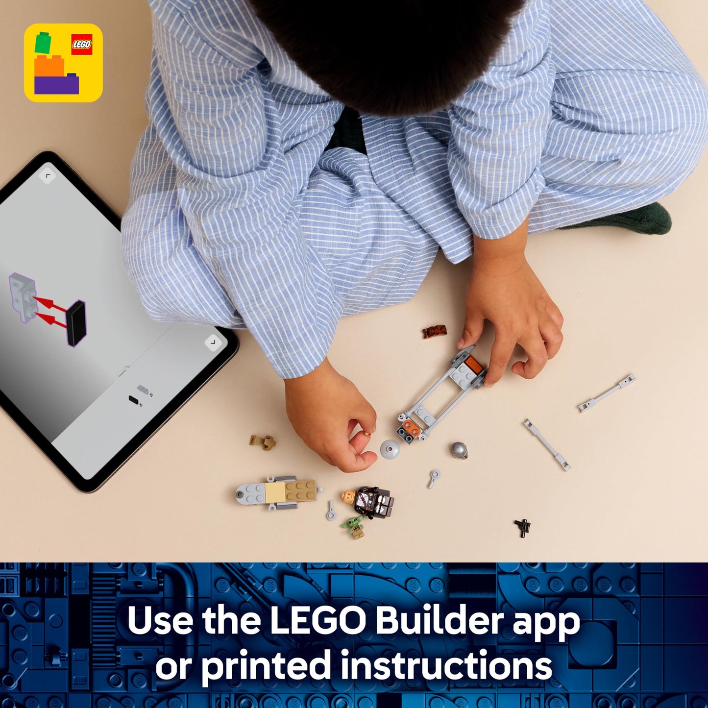 LEGO 75436 Star Wars The Mandalorian & Grogu's Speeder Bike Toy - incl. a Grogu Figure & Din Djarin Minifigure w/a Blaster