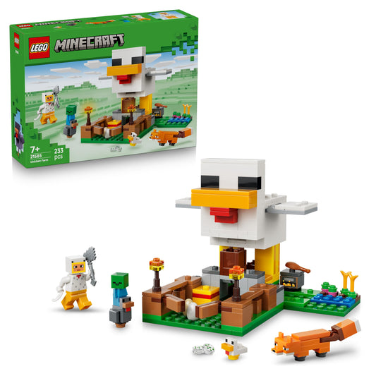 LEGO 21585 Minecraft Chicken Farm - with Chicken Fan Minifigure, Baby Zombie & Fox Mob Figures