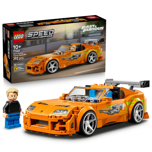LEGO 77260 Speed Champions The Fast and The Furious Toyota Supra MK4 Car Toy - Model Kit w/Bryan O'Conner Minifigure - STEM Gift for 10+