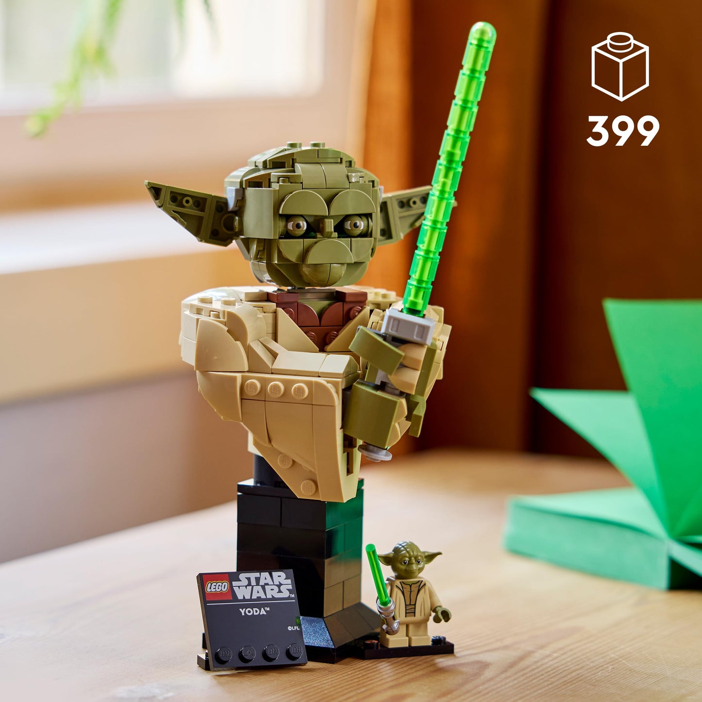 LEGO 75438 Star Wars Yoda Bust - Display Model Kit for Adults with Green Lightsaber & Collectible Jedi Master Minifigure