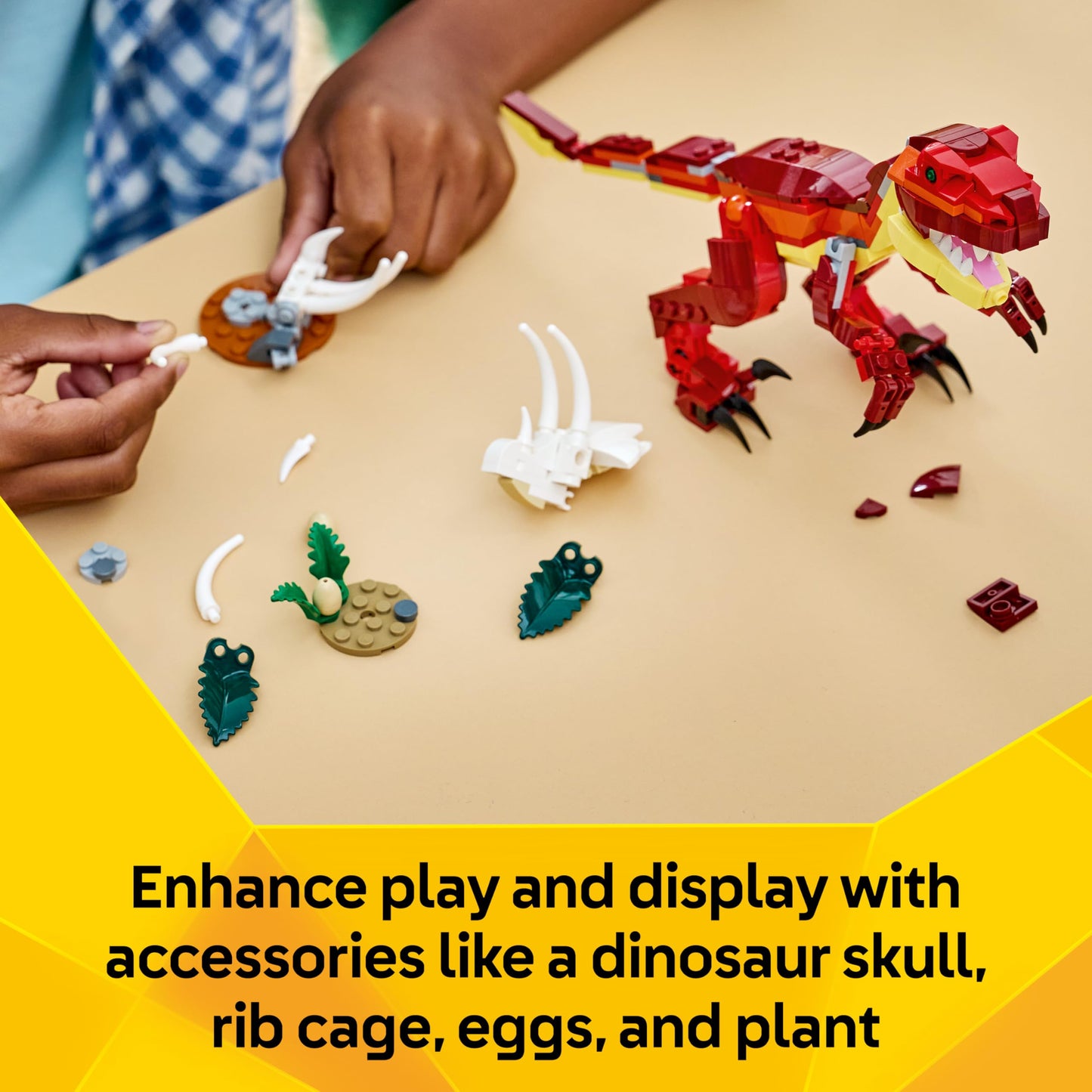 LEGO 31379 Creator 3in1 Fierce Dinosaur Toy - Build Velociraptor, Stegosaurus or Pterosaur Dino Figures w/Skeleton & Sharp Teeth Elements