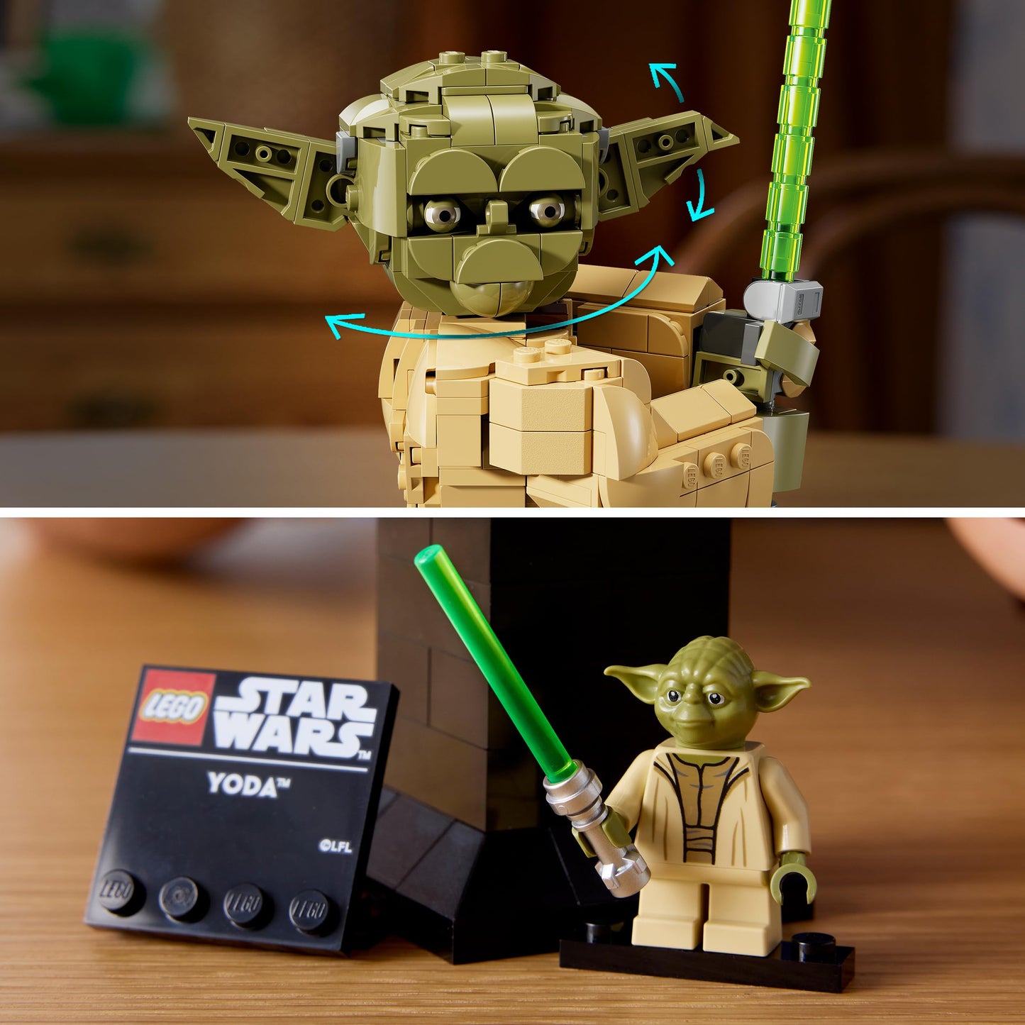 LEGO 75438 Star Wars Yoda Bust - Display Model Kit for Adults with Green Lightsaber & Collectible Jedi Master Minifigure
