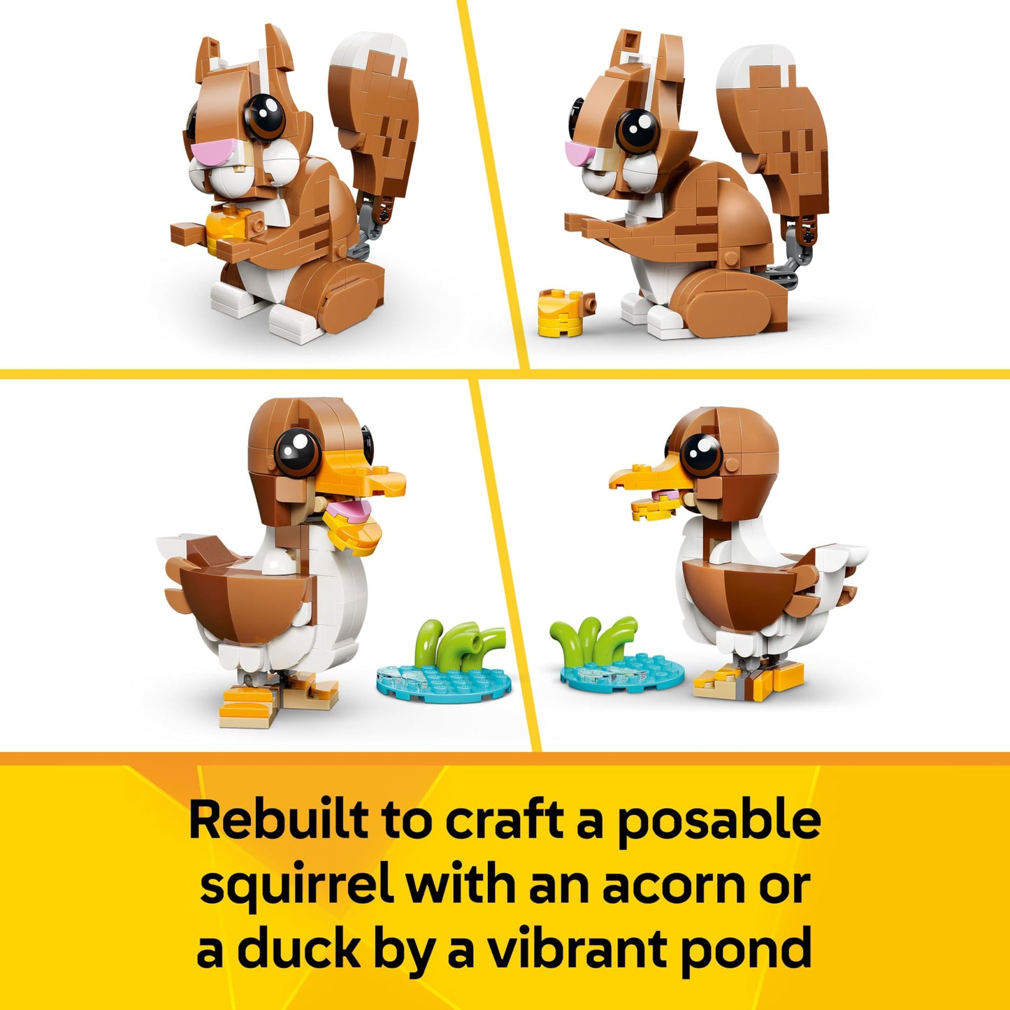 LEGO 31382 Creator 3in1 Cute Animals : Playful Puppy Dog Toy - Pet Animal Figure Transforms into a Squirrel or Duck