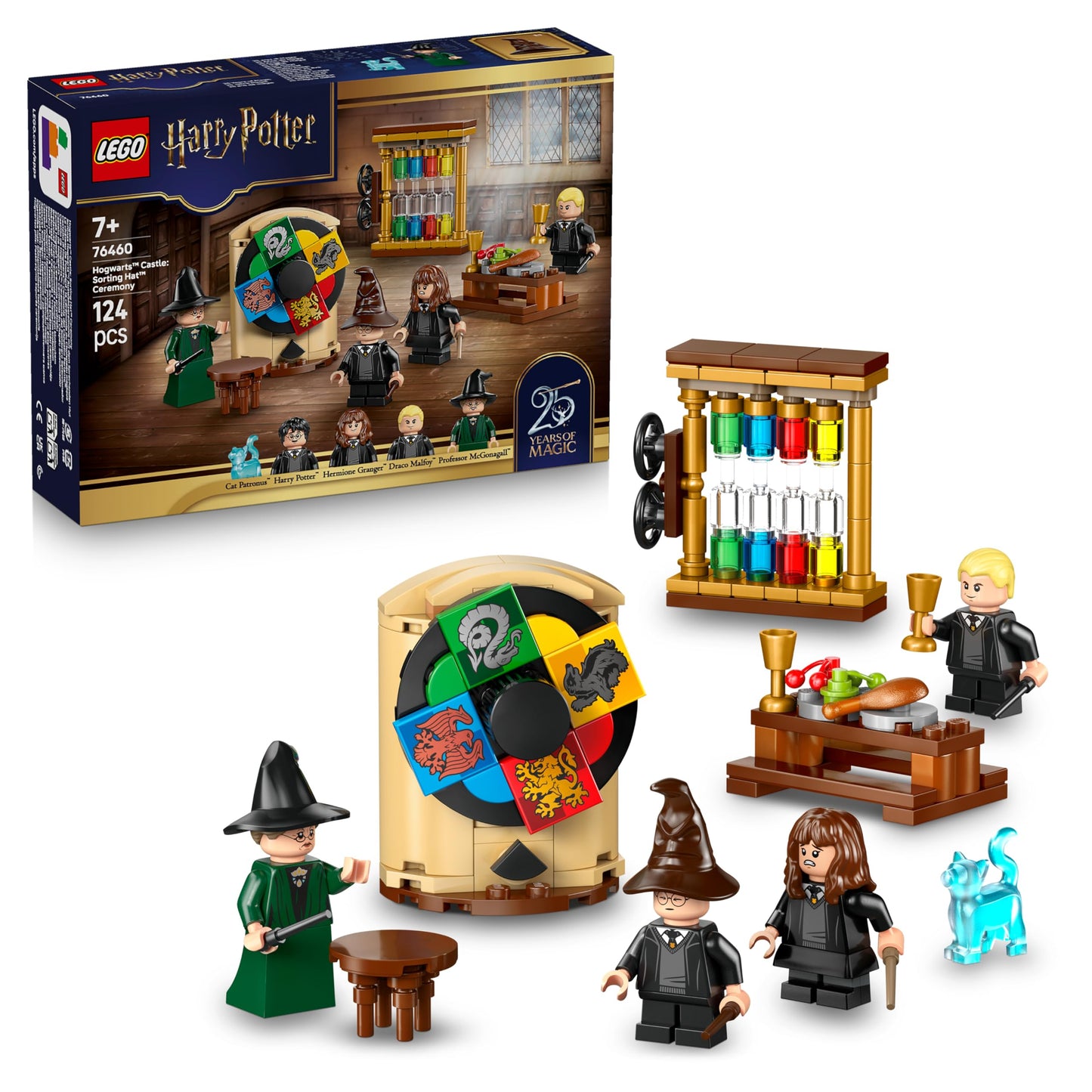 LEGO 76460 Harry Potter Hogwarts Castle : Sorting Hat Ceremony with Collectible Patronus, Hermione & Draco Malfoy Minifigures with Wands & a Spinning Wheel