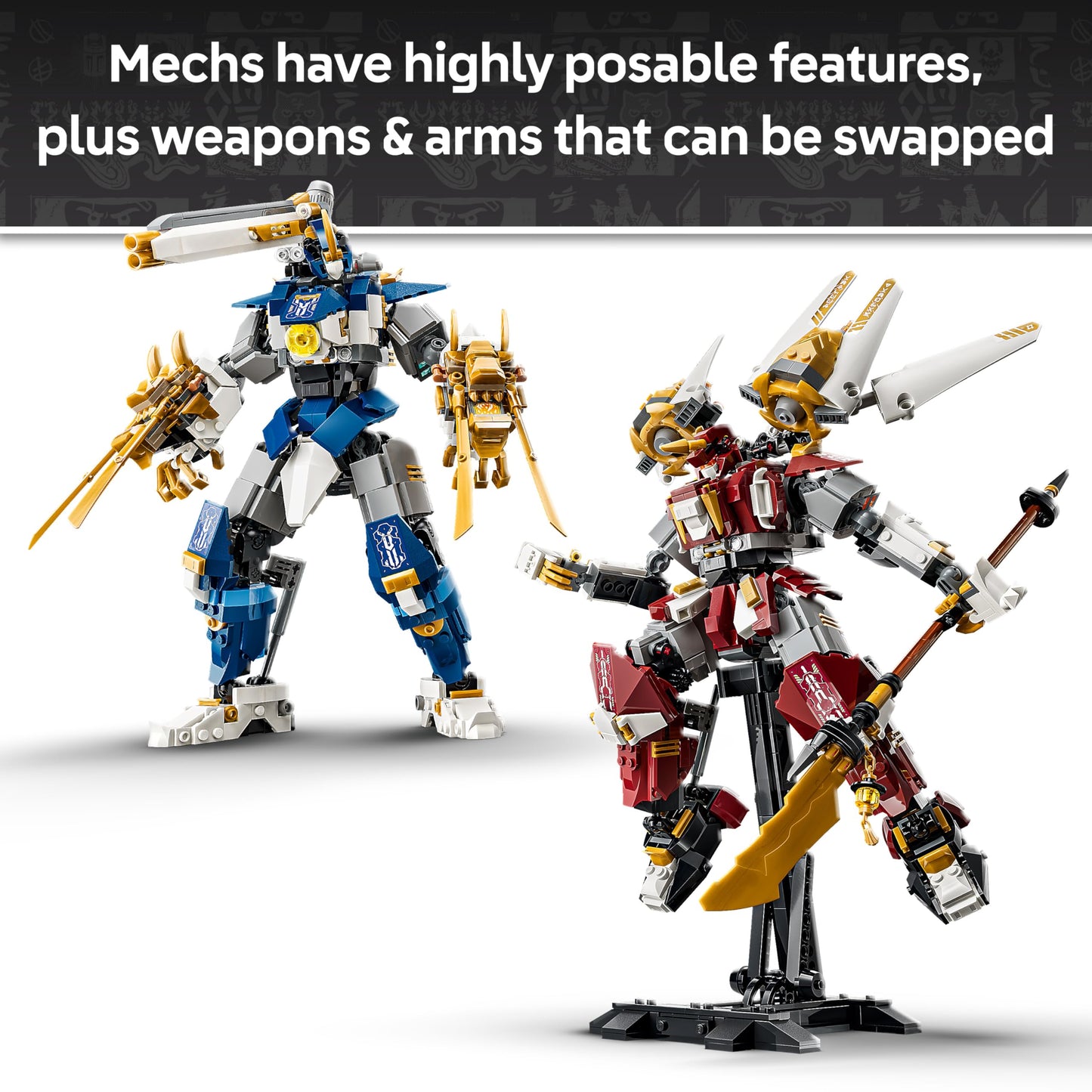 LEGO 71870 NINJAGO The Twin Titan Mechs - Ninja Toy with 2 Action Figures & 3 Minifigures incl. Kai & Nya
