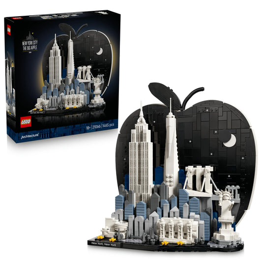 LEGO 21066 Architecture New York City – The Big Apple - Miniature Model Kit for Adults - 3D Shelf Decor w/Landmarks incl. Empire State Building & Brooklyn Bridge