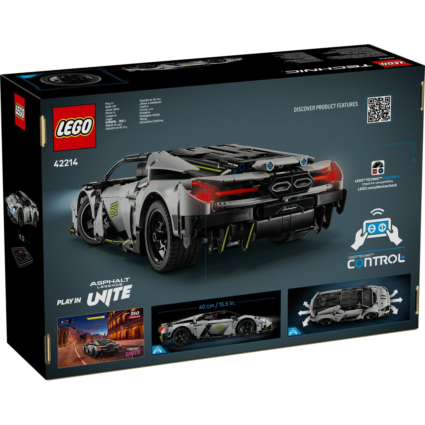 LEGO Technic 42214 Lamborghini Revuelto Super Sports Car Toy - Remote Controlled Car Model with Lights, Steering and a Rechargeable Battery Hub