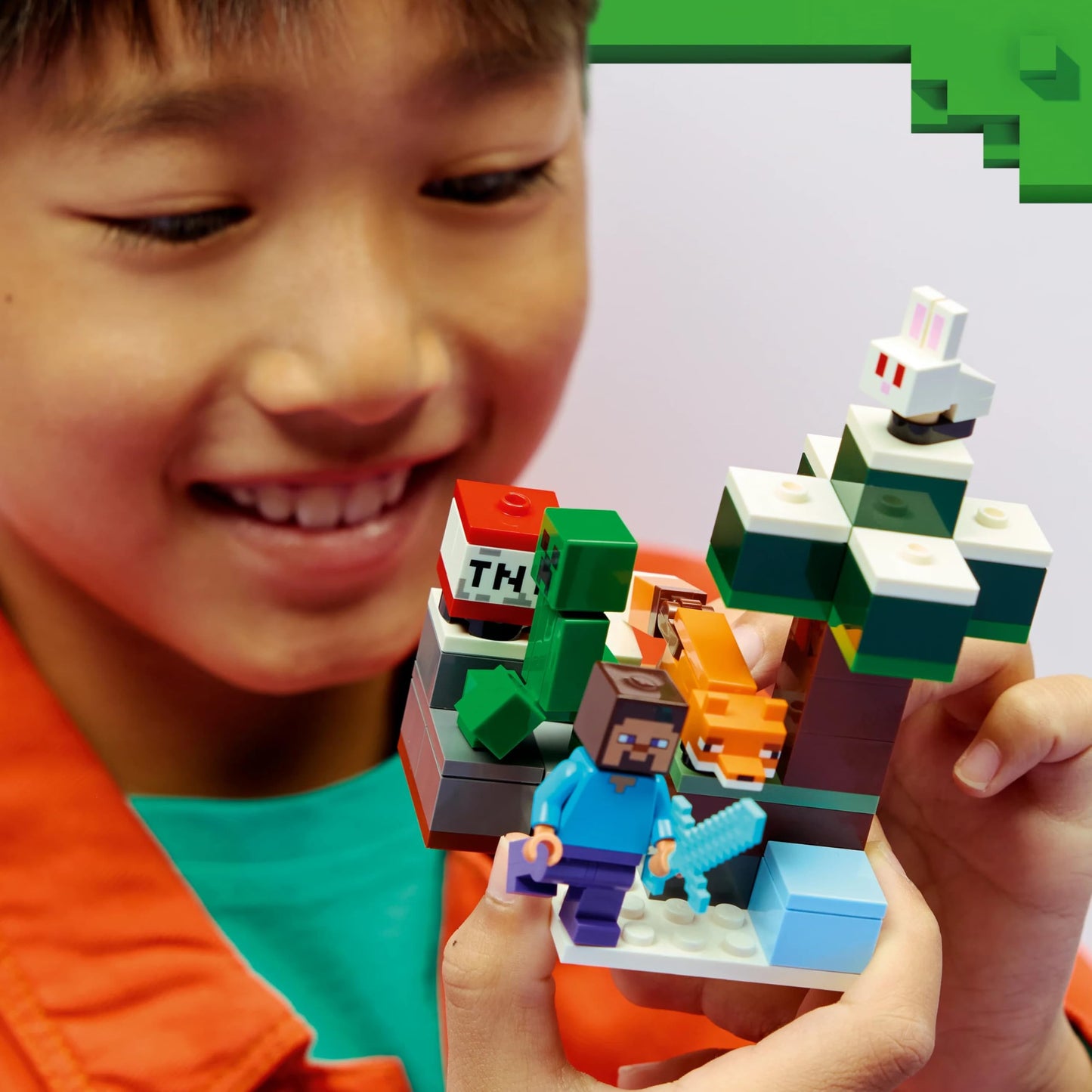 LEGO 21583 Minecraft Steve's Taiga Adventure Toy - incl. a Steve Minifigure with a Diamond Sword, Creeper, Fox, Baby Bunny Figures
