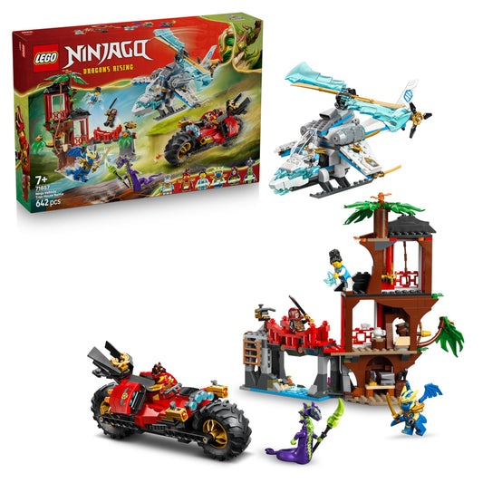 LEGO 71857 NINJAGO Ninja Vehicle Tree House Battle - Action Toy with Motorbike, Helicopter, 6 Minifigures & Swords