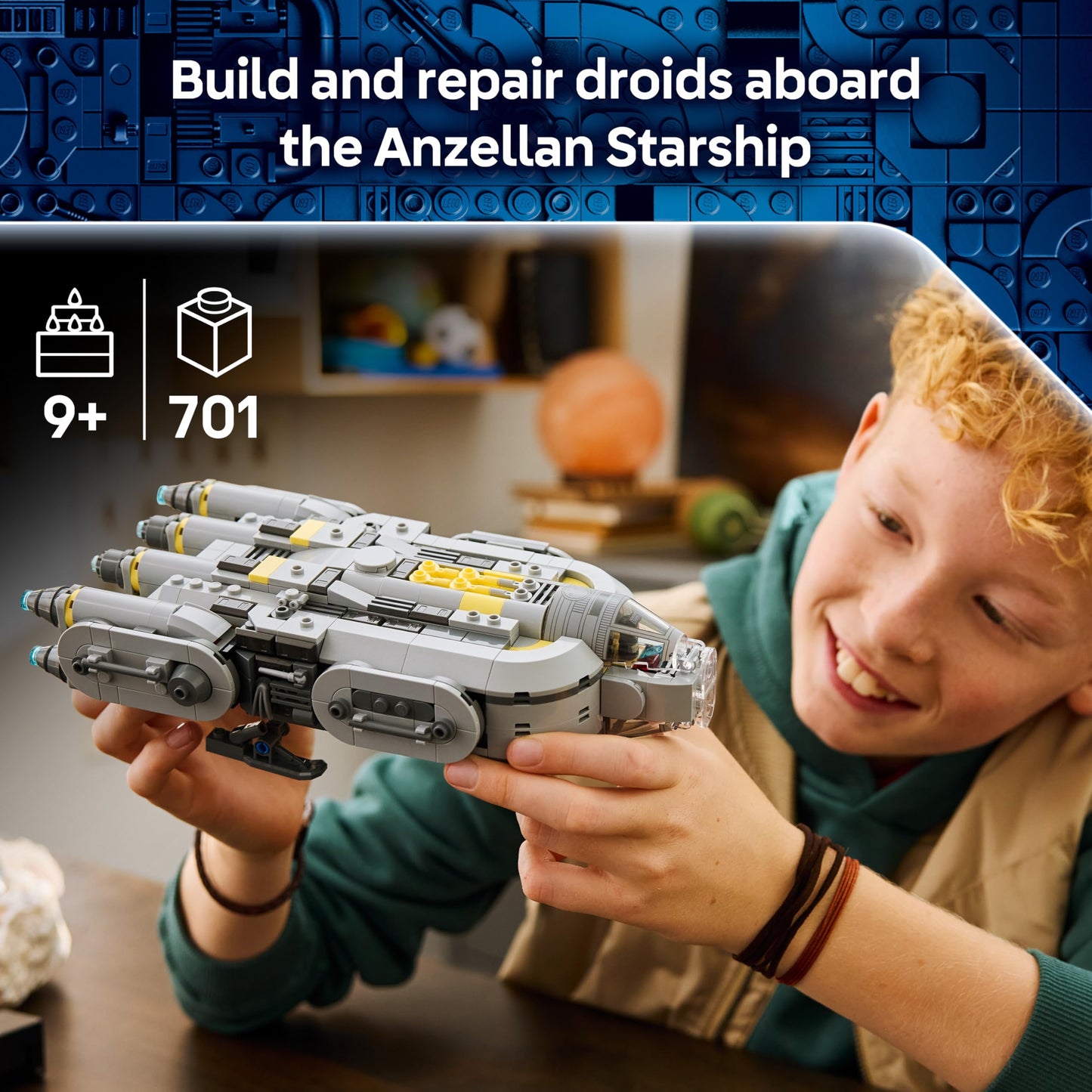 LEGO 75445 Star Wars Anzellan Starship Toy - The Mandalorian and Grogu Model Kit with 3 Figures & a Droid Workshop