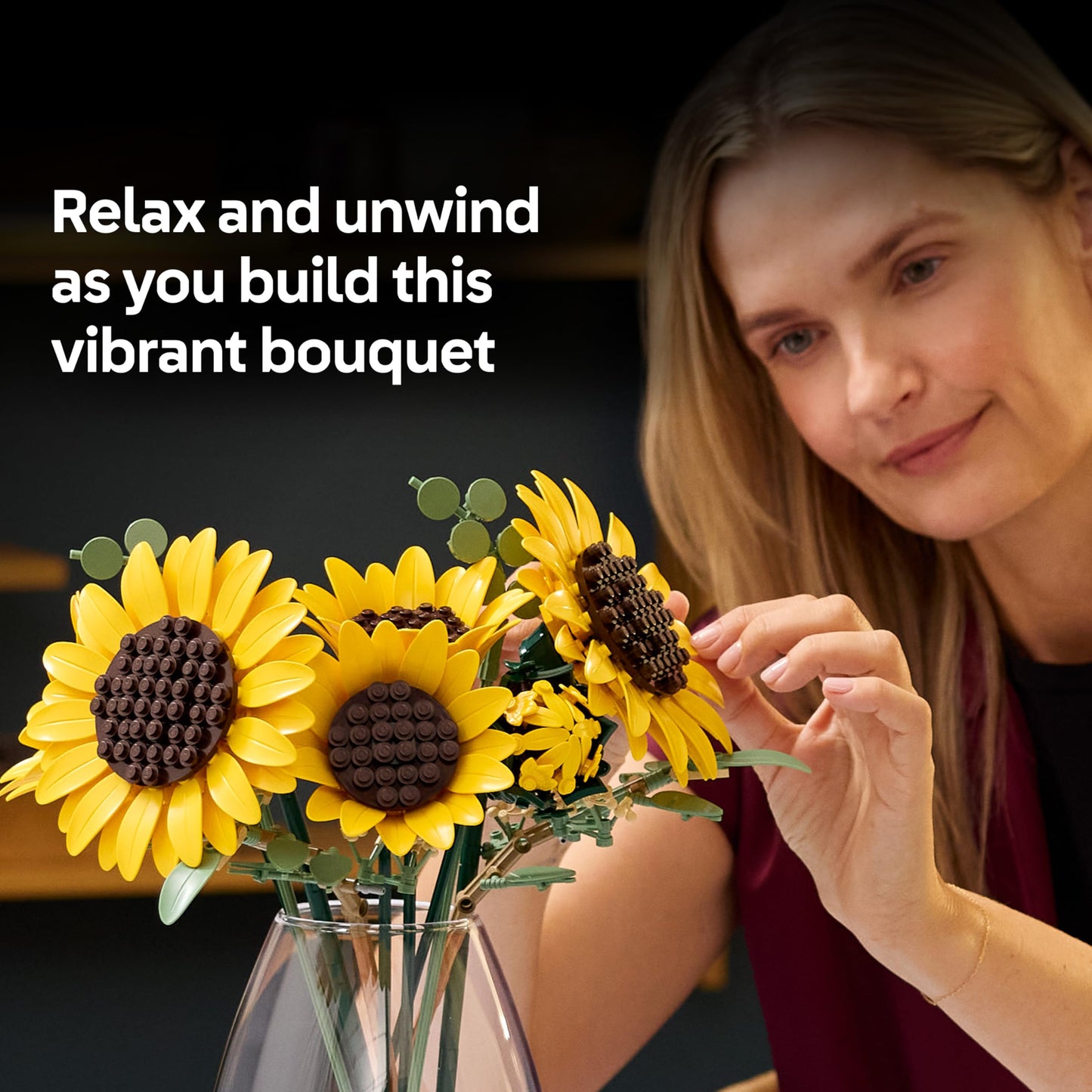 LEGO 11502 Botanicals Sunflower Bouquet - Artificial Flowers Set for Adults - Faux Sunflowers & Eucalyptus Stems