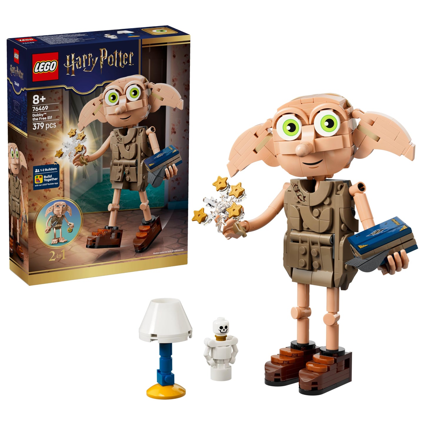 LEGO 76469 Harry Potter 2 in 1 Dobby the Free Elf Toy - Model Kit Transforms into a Kreacher Figure