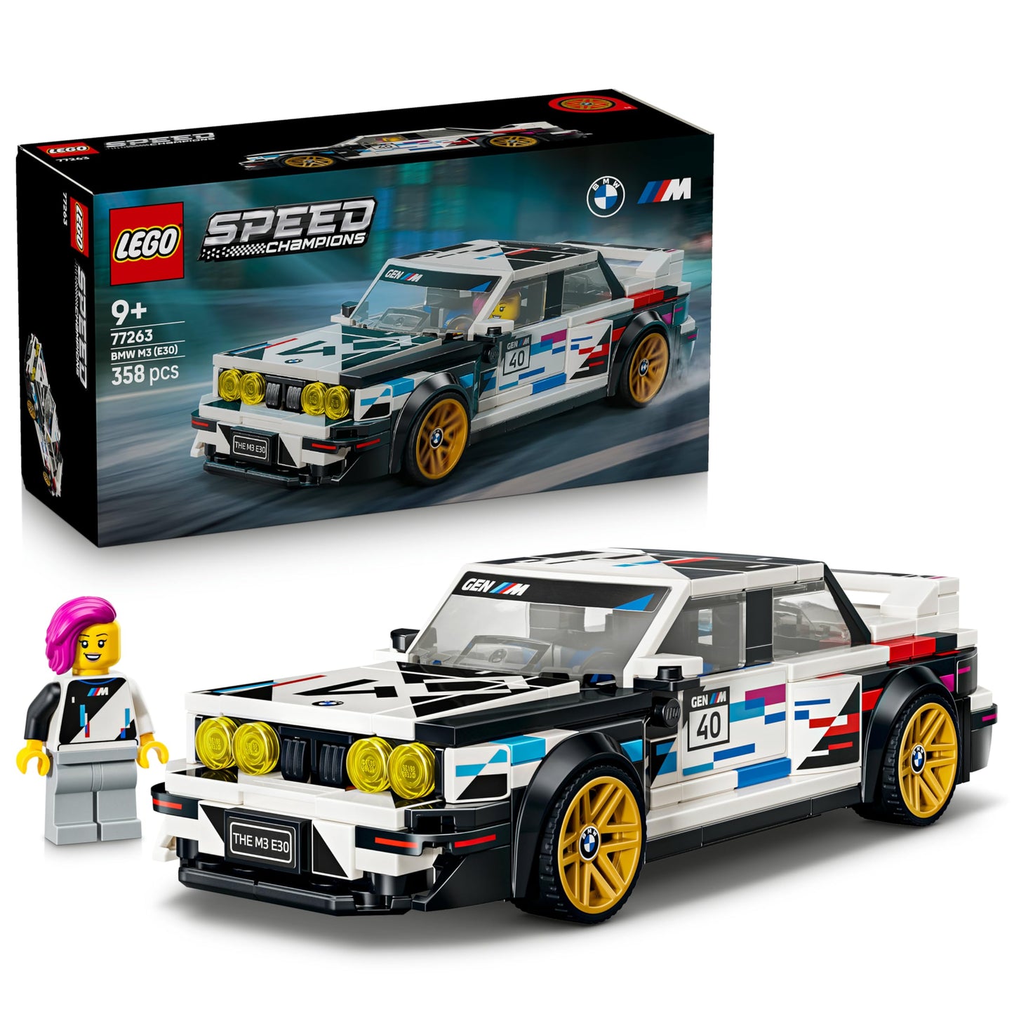 LEGO 77263 Speed Champions BMW M3 (E30) - Model Kit with Collectible Driver Minifigure