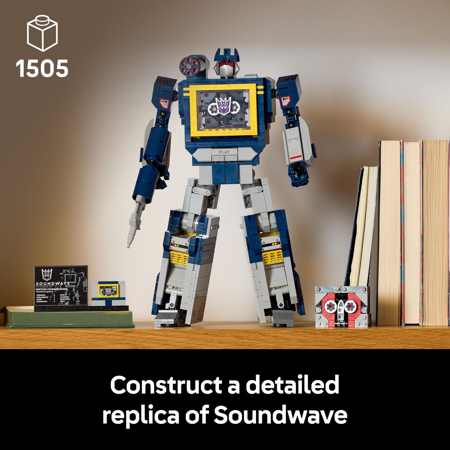 LEGO 10358 Icons Transformers : Soundwave - Display Model Kit with Convertible Figures incl. Laserbeak & Ravage, plus a Sound Brick