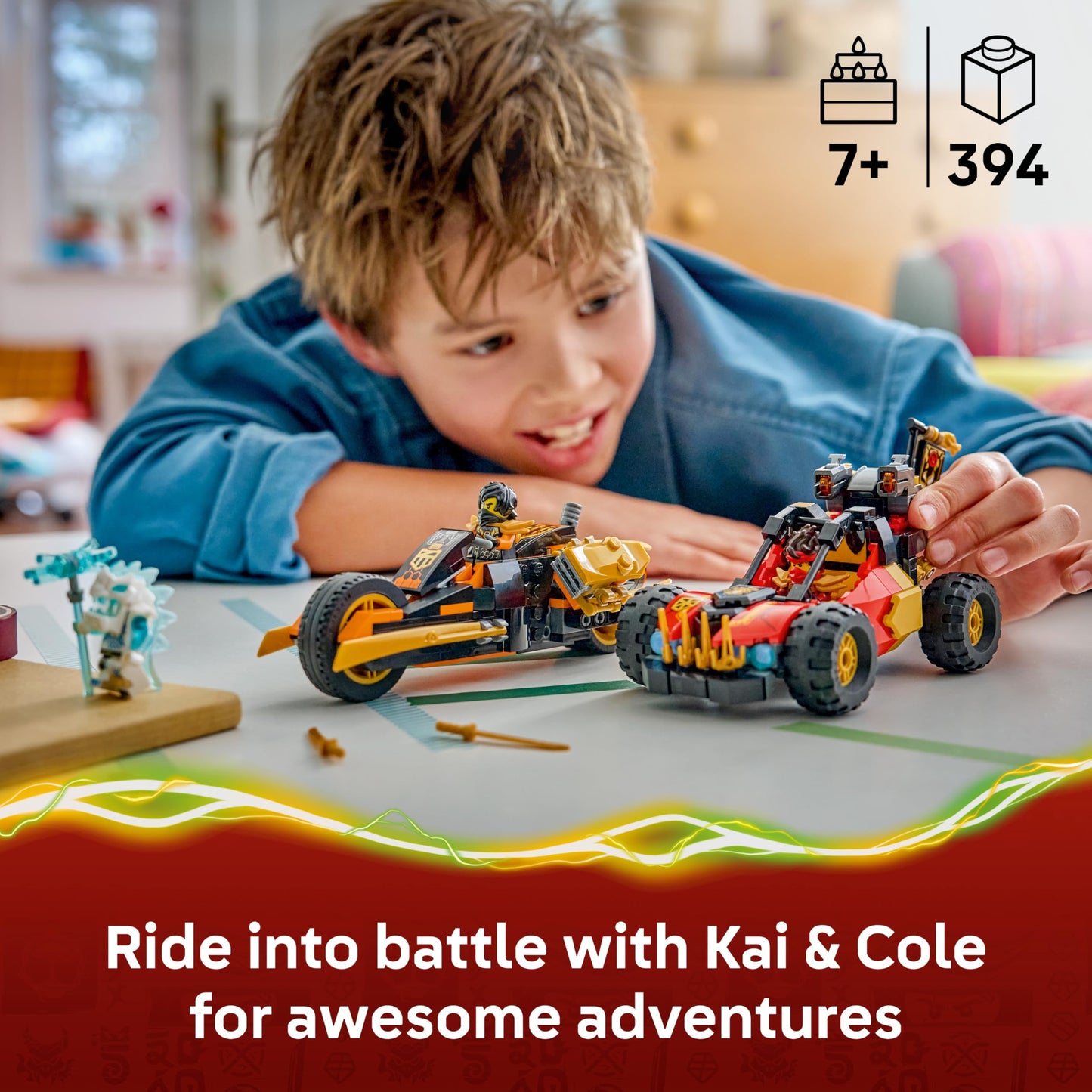 LEGO 71864 Ninjago Kai and Cole's Combiner Vehicles - Ninja Toy Car, Motorbike, 3 Minifigures incl. Kai & Cole w/Katanas